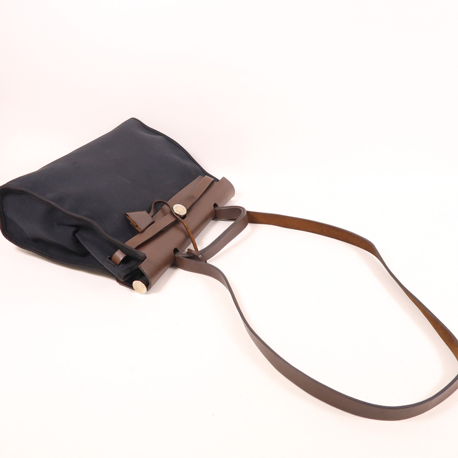 HERMES 帆布Herbag PM銀扣手挽肩背兩用袋