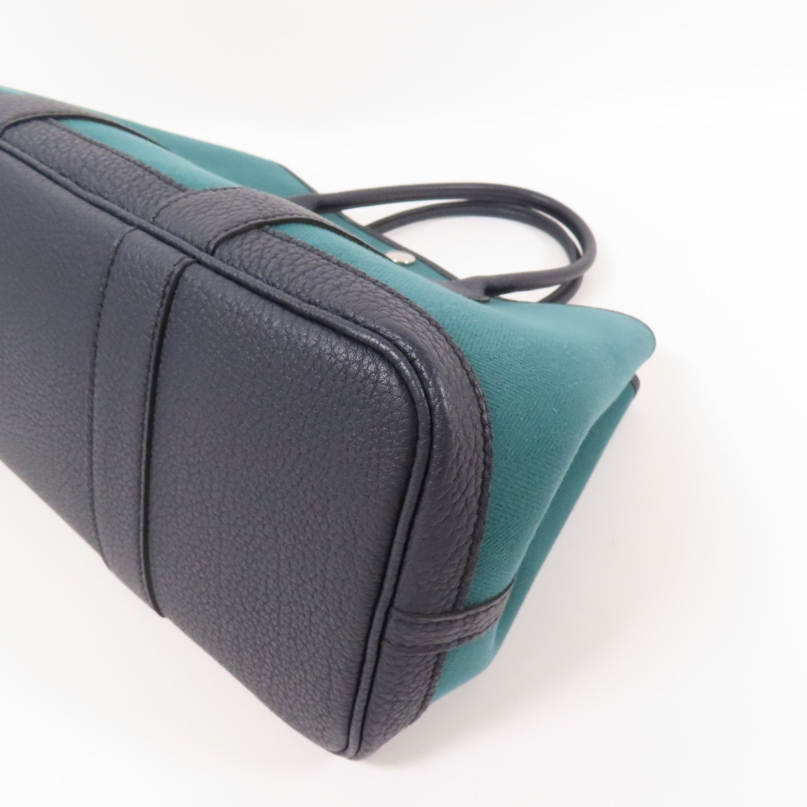 HERMES 帆布Garden Party TPM銀扣手挽袋Vert Vertigo