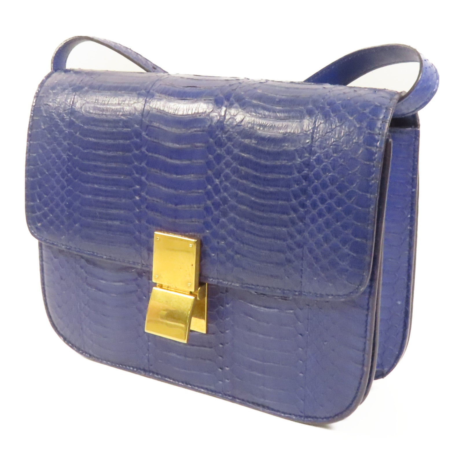 CELINE 蛇皮皮革Classic Box金扣肩背袋