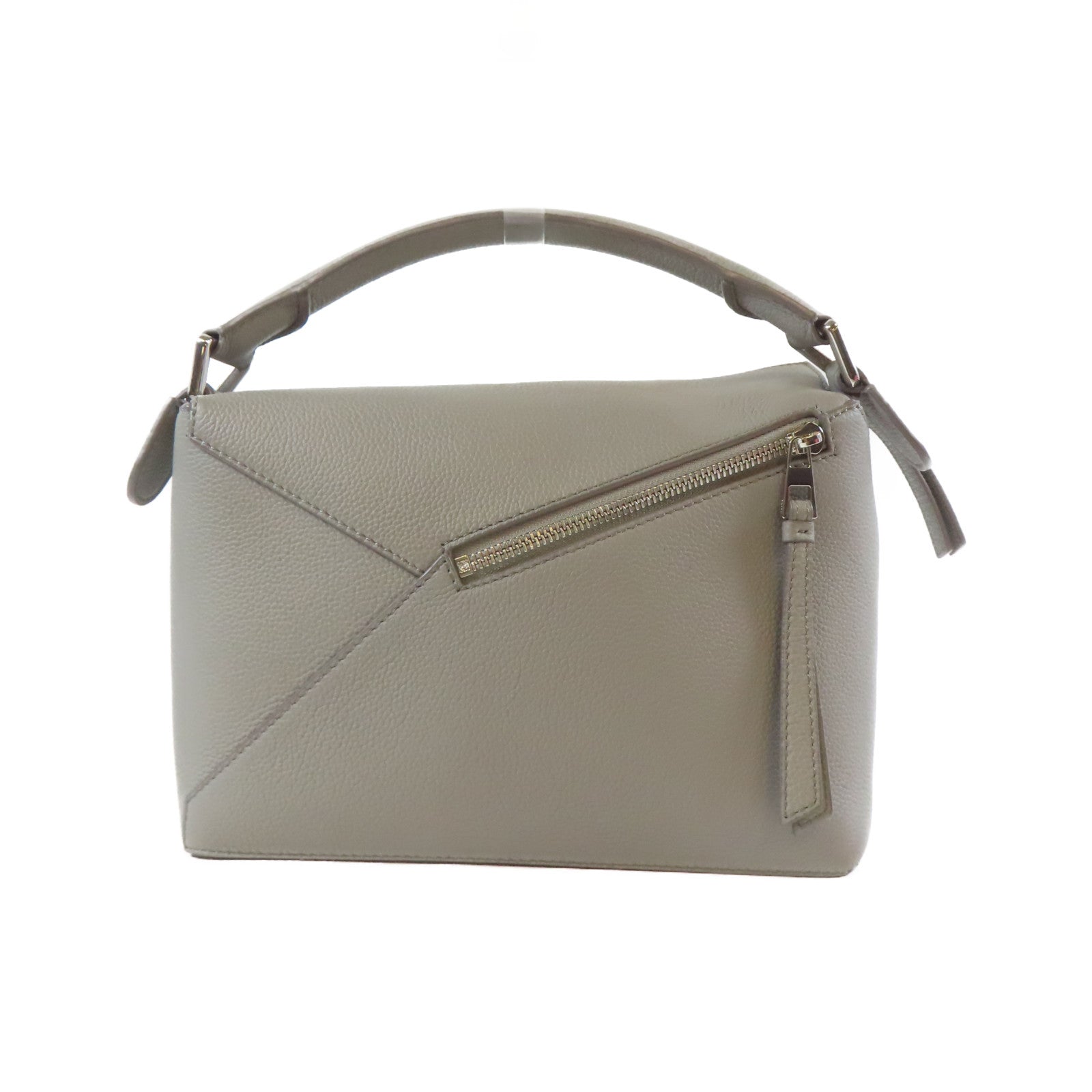 LOEWE 牛皮皮革Small Puzzle Edge 2 Way Shoulder銀扣手挽肩背兩用袋灰色