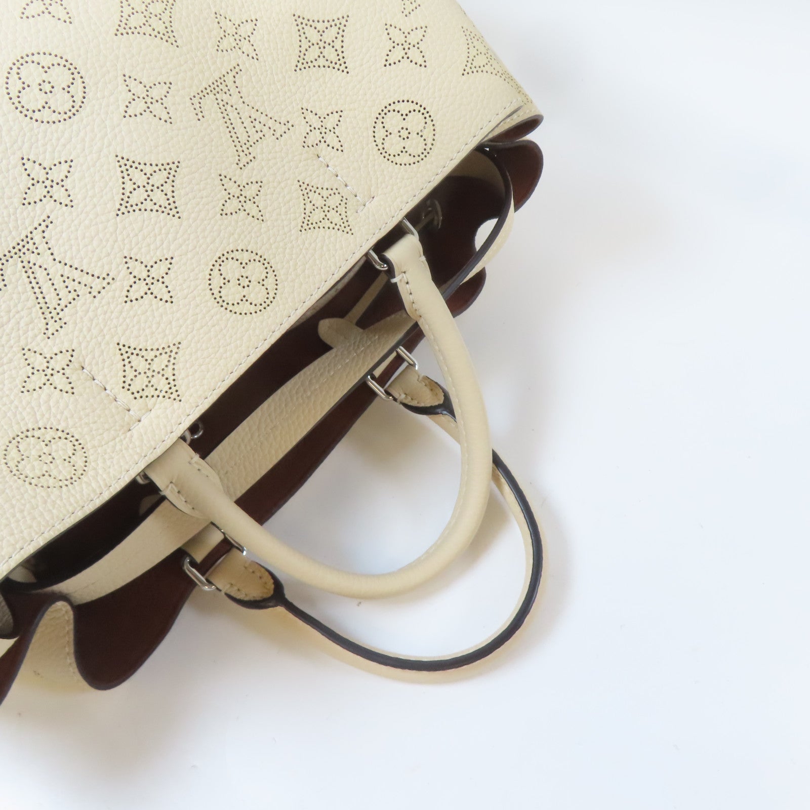 LOUIS VUITTON Mahina Bella Tote銀扣手挽肩背兩用袋奶油色