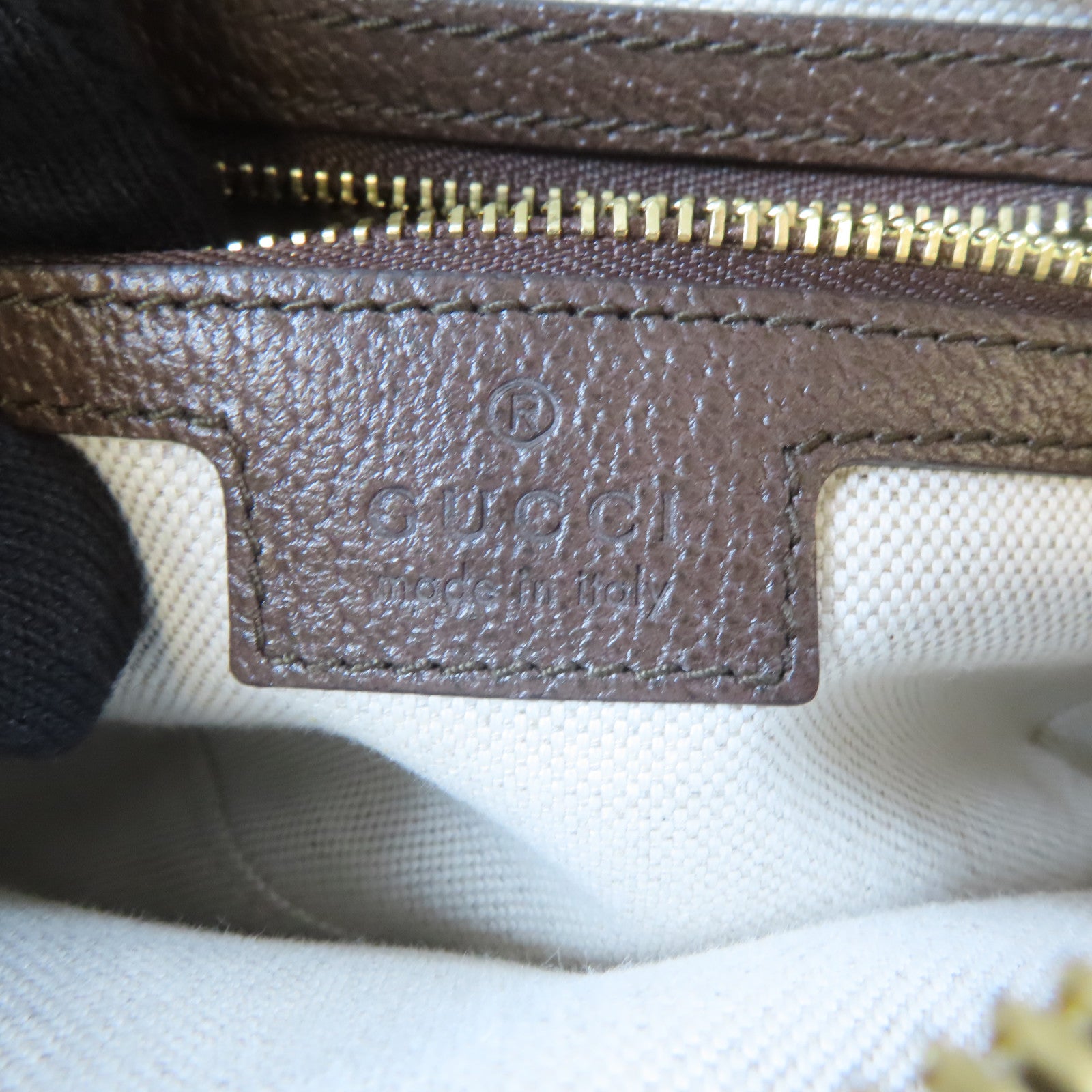 GUCCI 塗層帆布Ophidia金扣肩背袋棕色