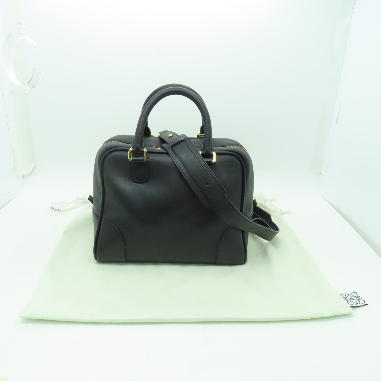 LOEWE 【激減優惠】牛皮皮革Amazona 75金扣手挽肩背兩用袋黑色