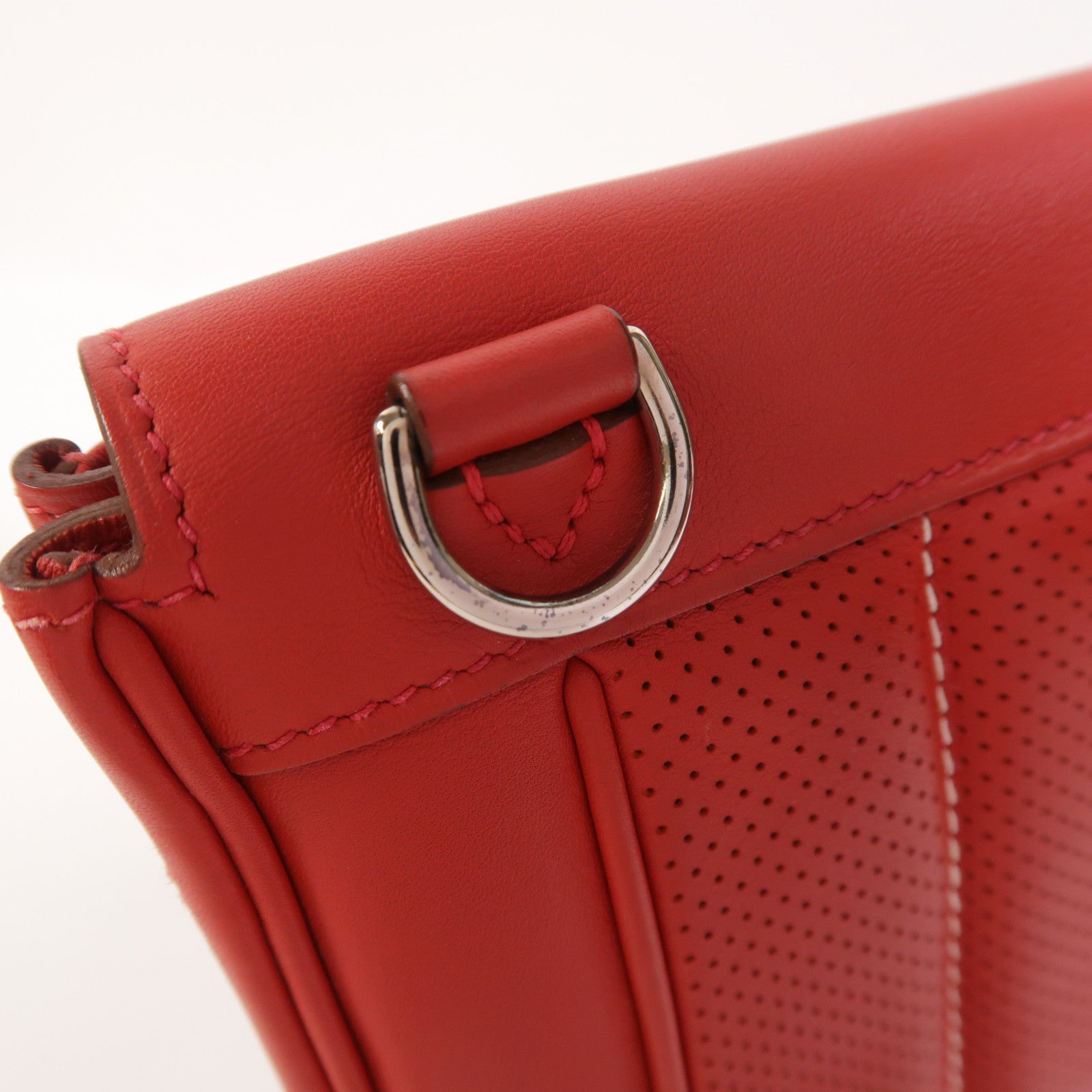 HERMES Swift皮革Berline Mini銀扣肩背袋Vermillon