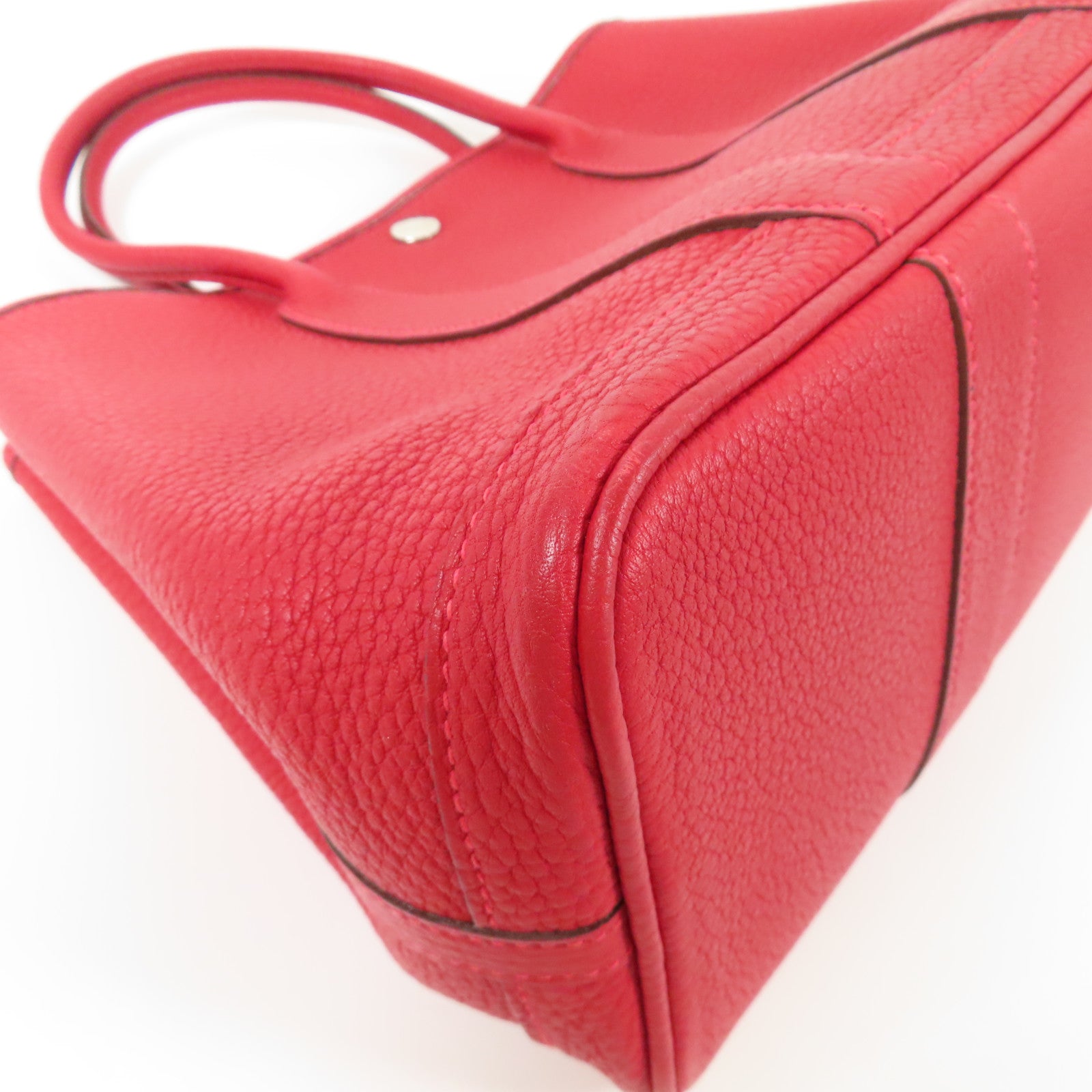 HERMES 【激減優惠】Negonda皮革Garden Party TPM銀扣手挽袋Rouge Casaque