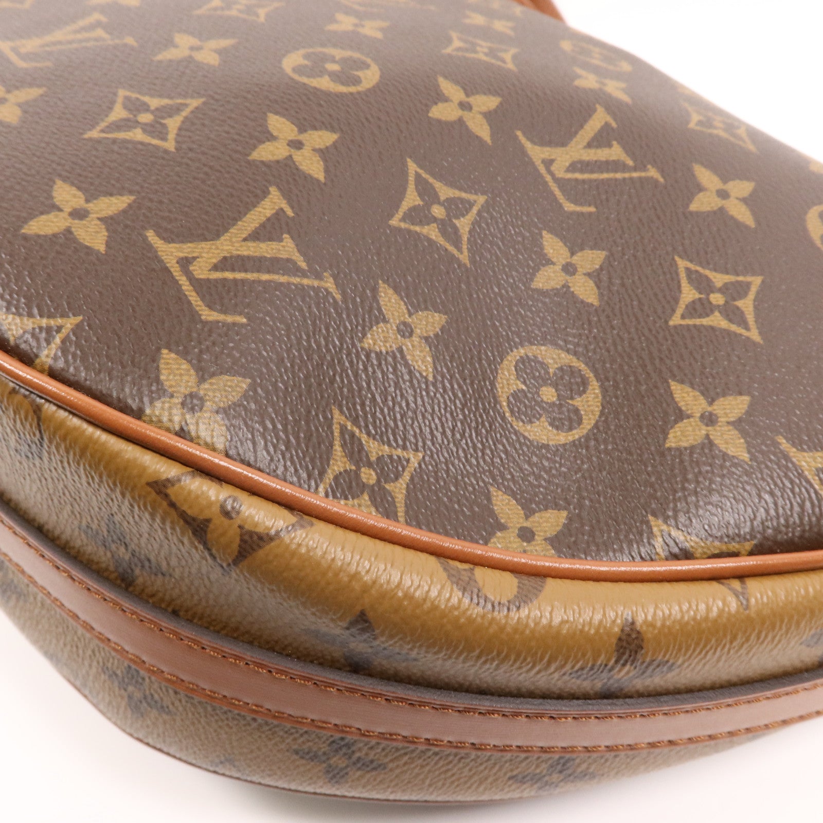 LOUIS VUITTON Monogram Reverse Loop Hobo金扣手挽肩背兩用袋棕色