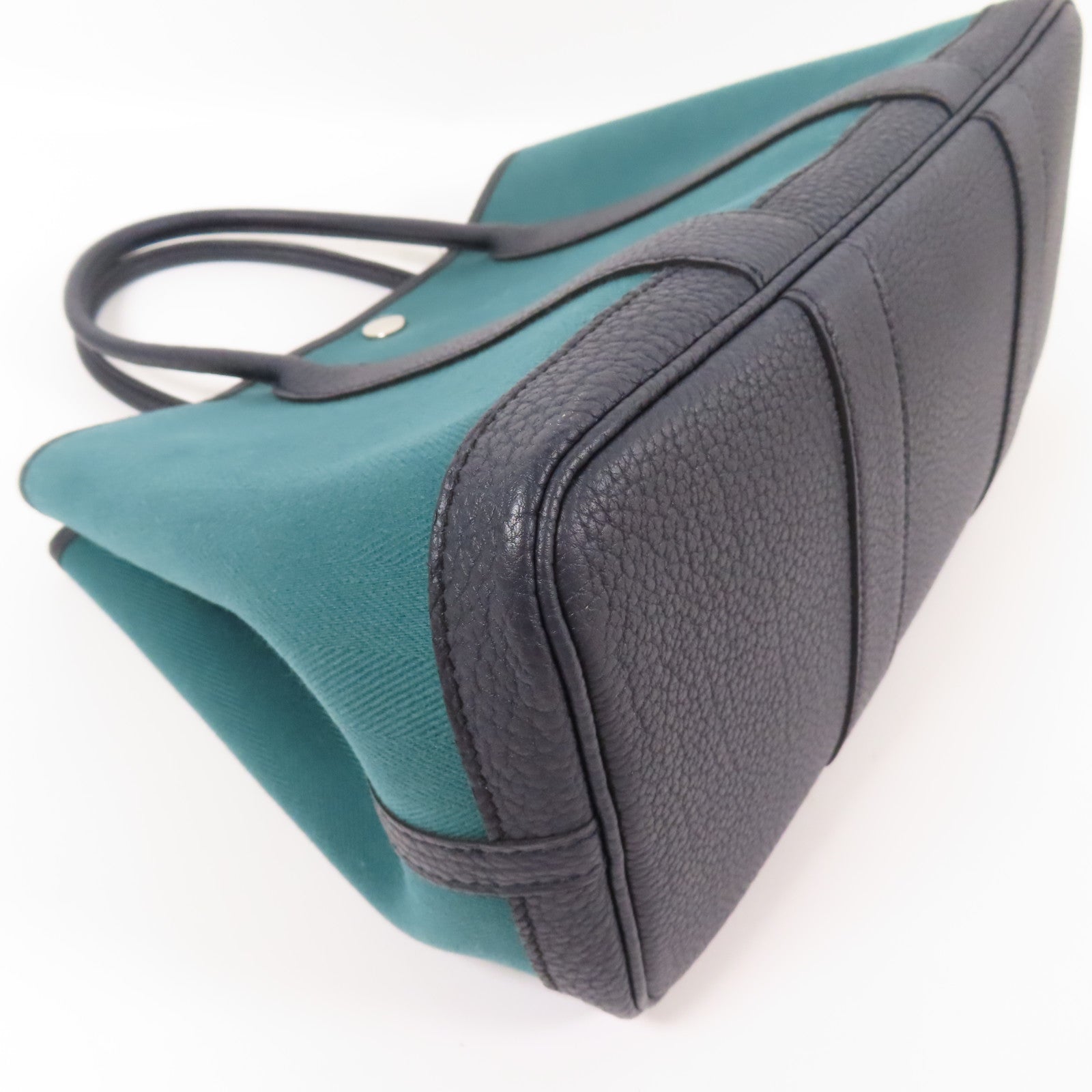 HERMES 帆布Garden Party TPM銀扣手挽袋Vert Vertigo