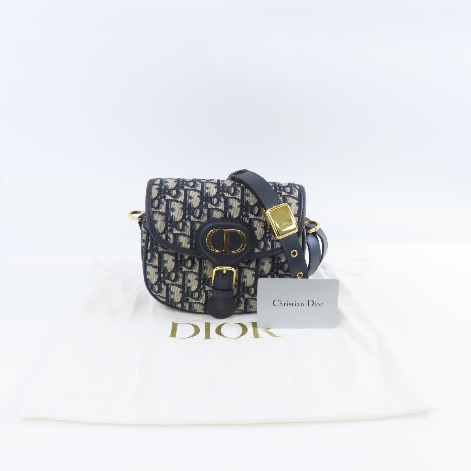 Dior 帆布Bobby金扣肩背袋藍色