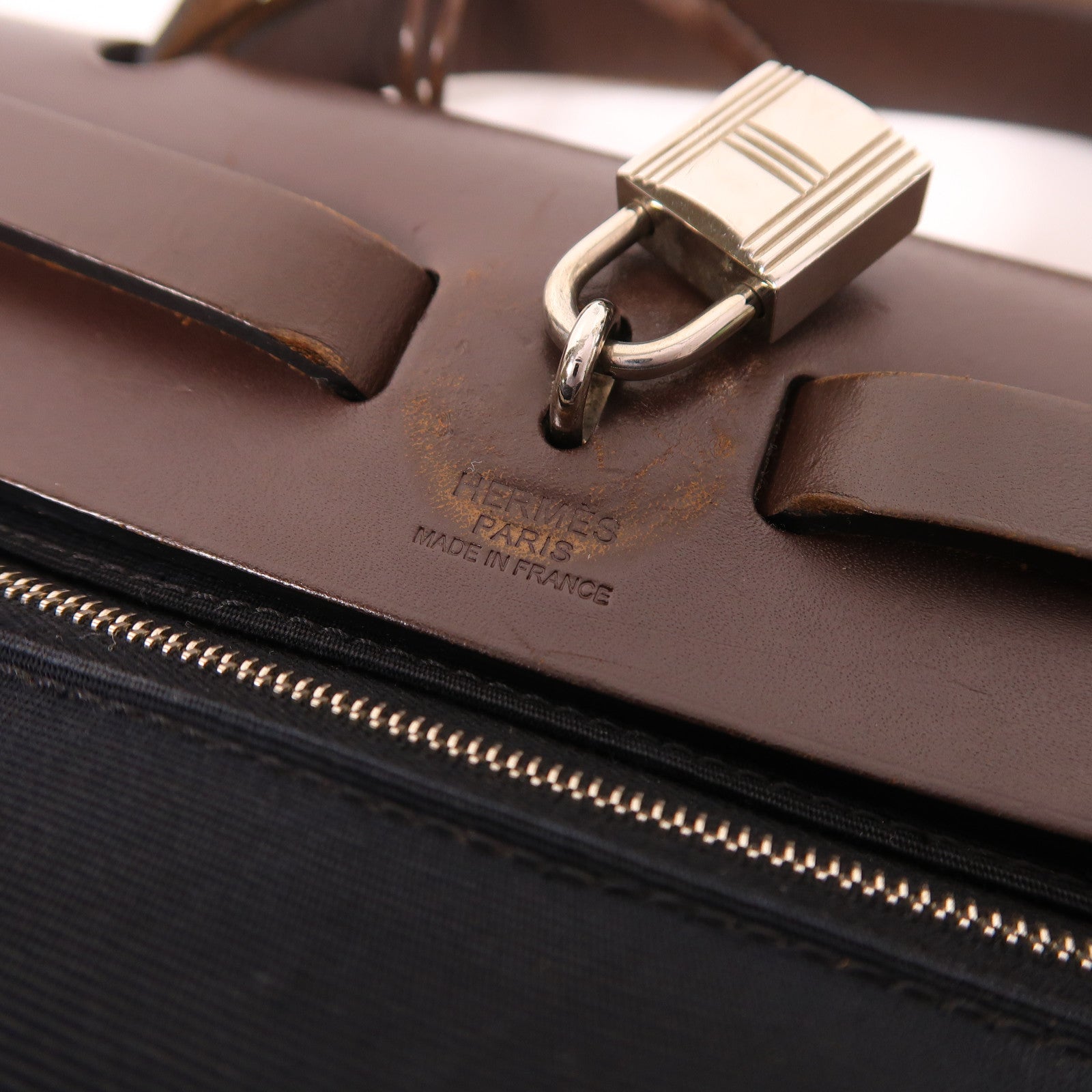 HERMES 帆布Herbag PM銀扣手挽肩背兩用袋