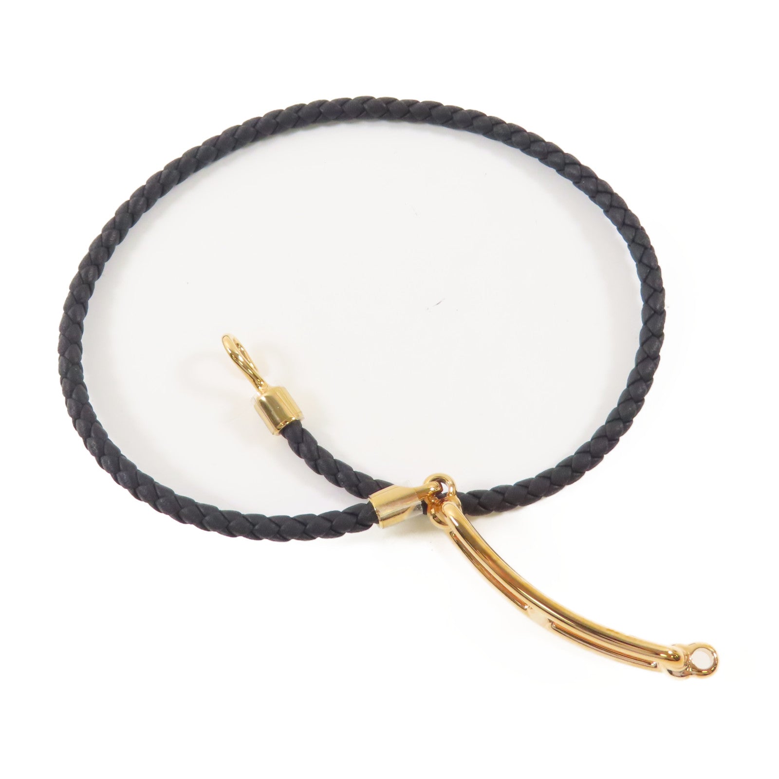 HERMES Swift皮革/金屬Roulis Double Tour Bracelet手鐲