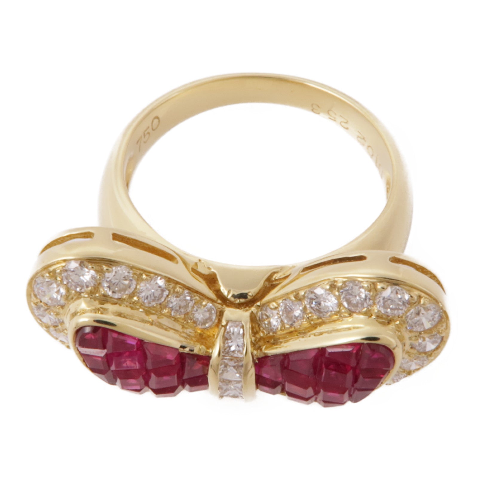 JEWELRY 18K黄金Ruby Diamond Ring紅寶石/鑽石戒指US#6.25