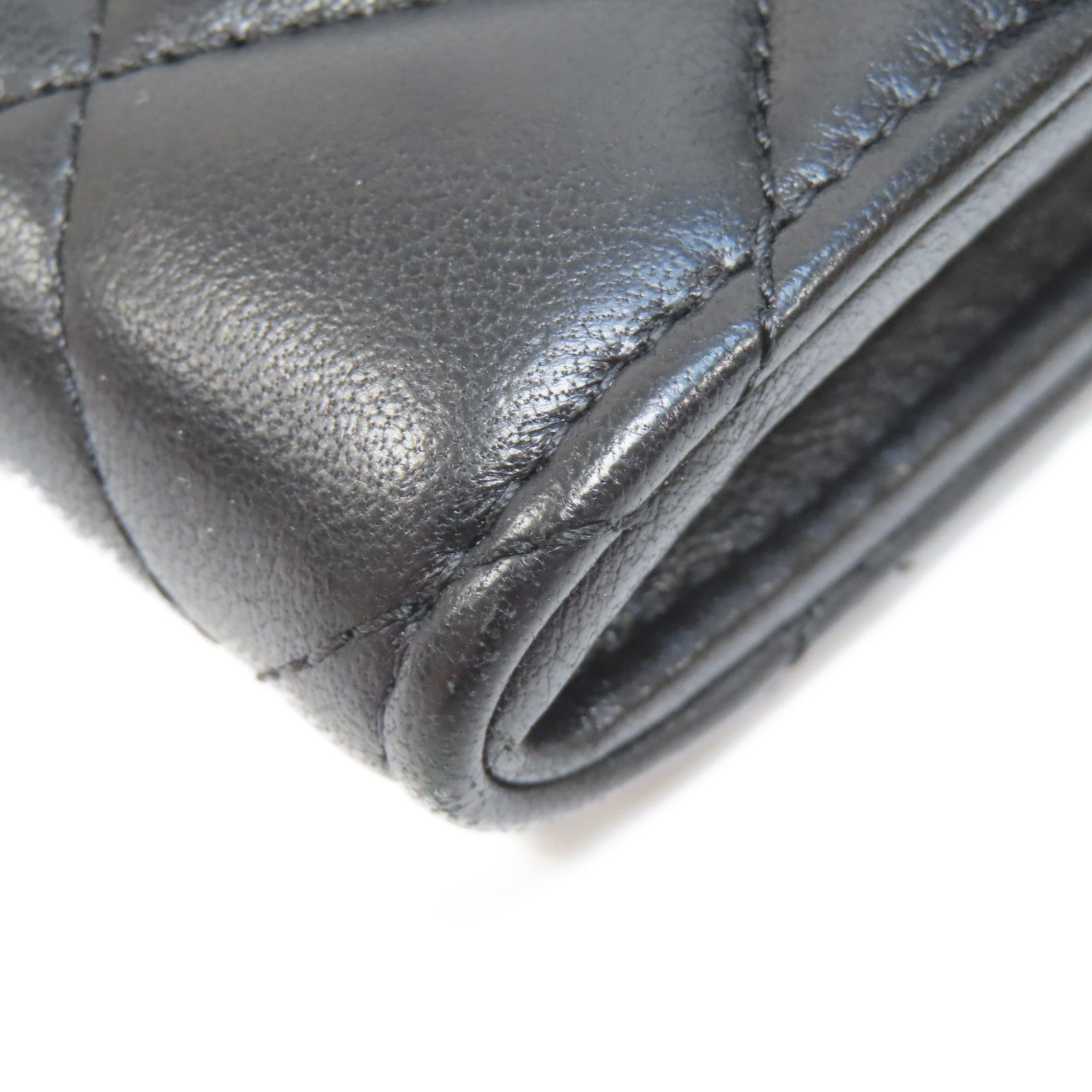 CHANEL 菱格羊皮皮革Classic Flap Long Wallet金扣長錢包黑色