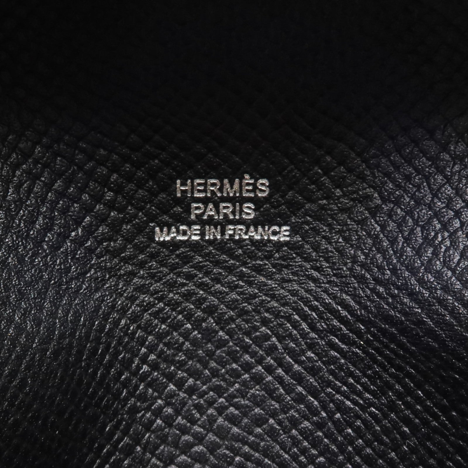 HERMES Epsom皮革Bastia銀扣零錢包Noir
