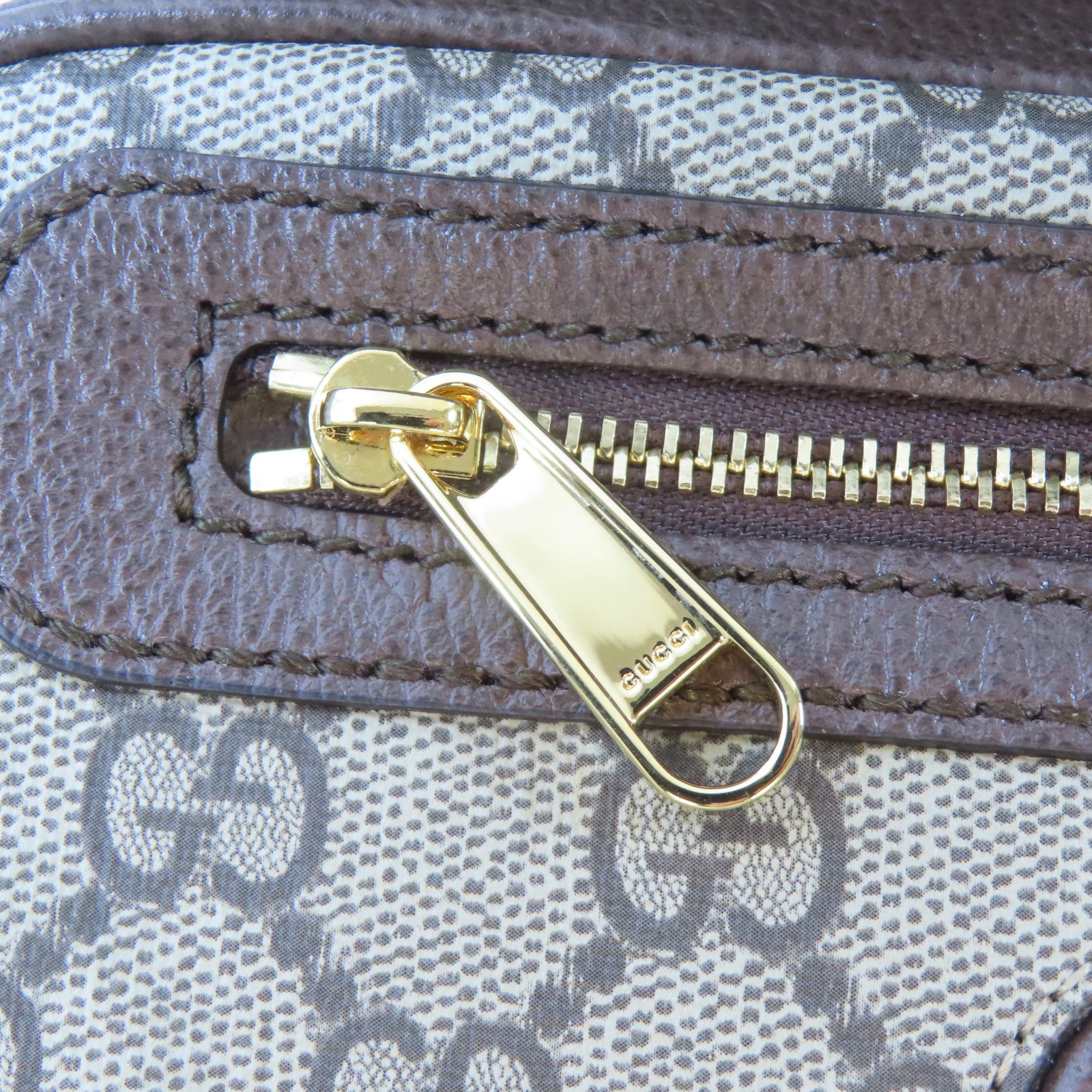 GUCCI 塗層帆布Ophidia金扣肩背袋棕色