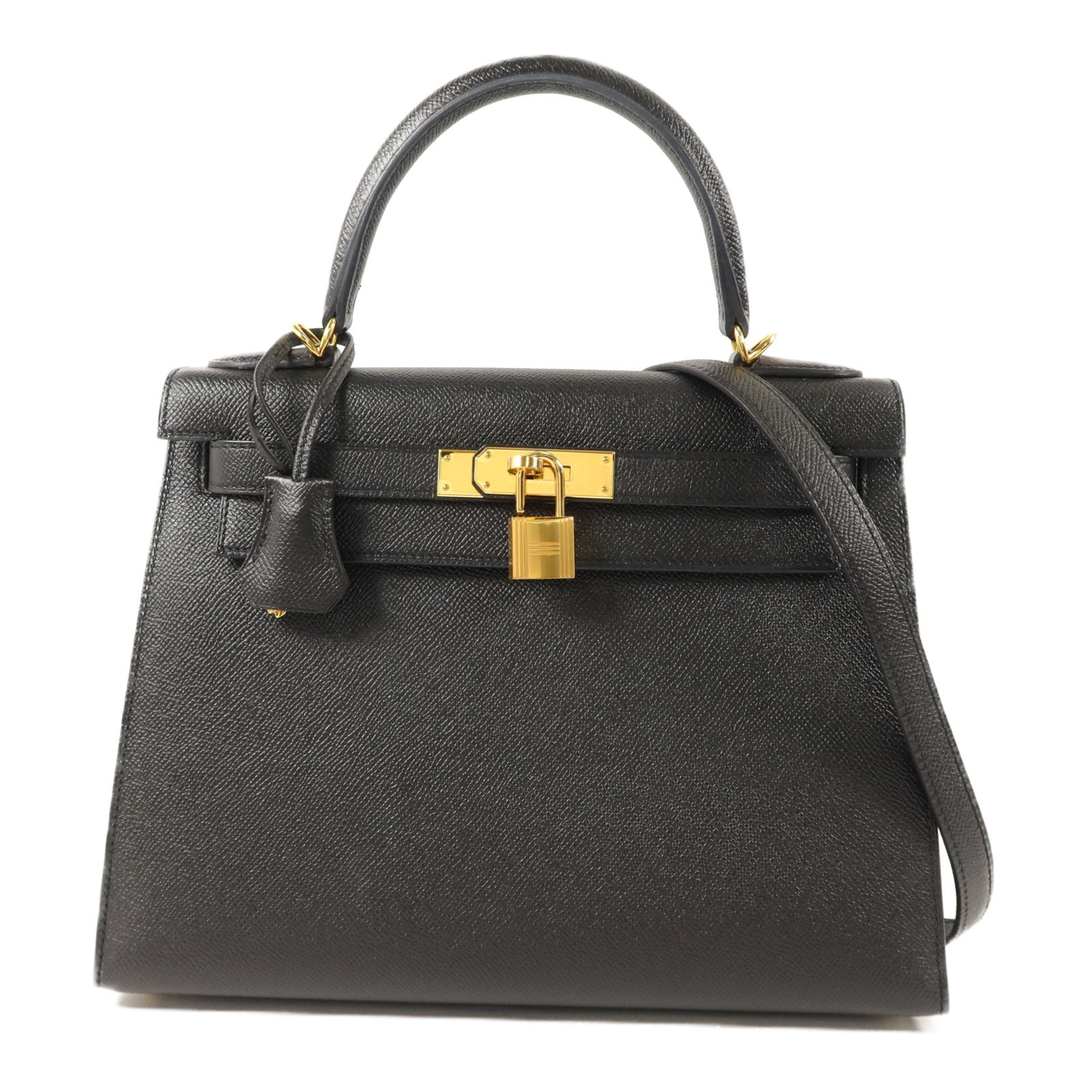 HERMES Epsom皮革Kelly 28手挽肩背兩用袋Noir