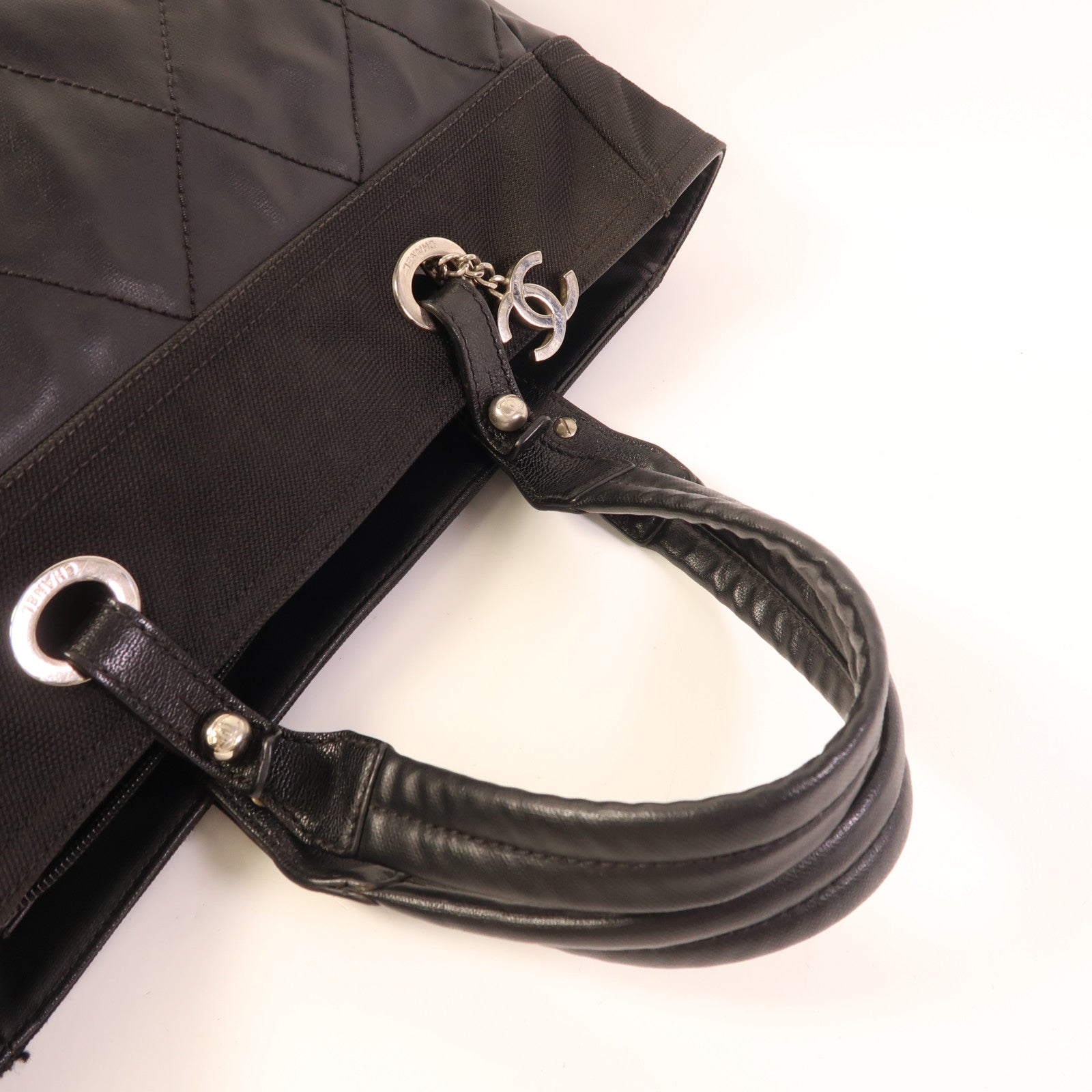 CHANEL CC SHW Tote Bag Canvas Black