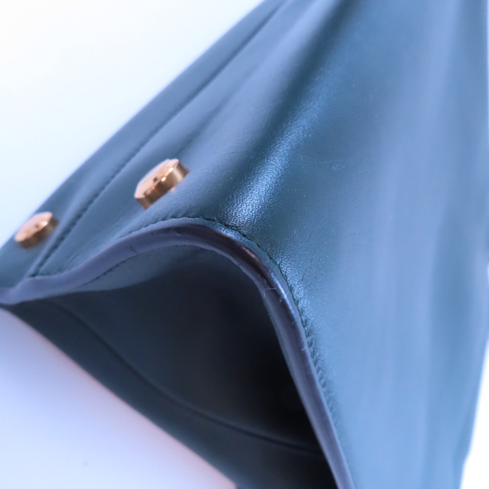 Salvatore Ferragamo GHW Trifolio 2Way Shoulder Bag Calfskin Leather Dark Green