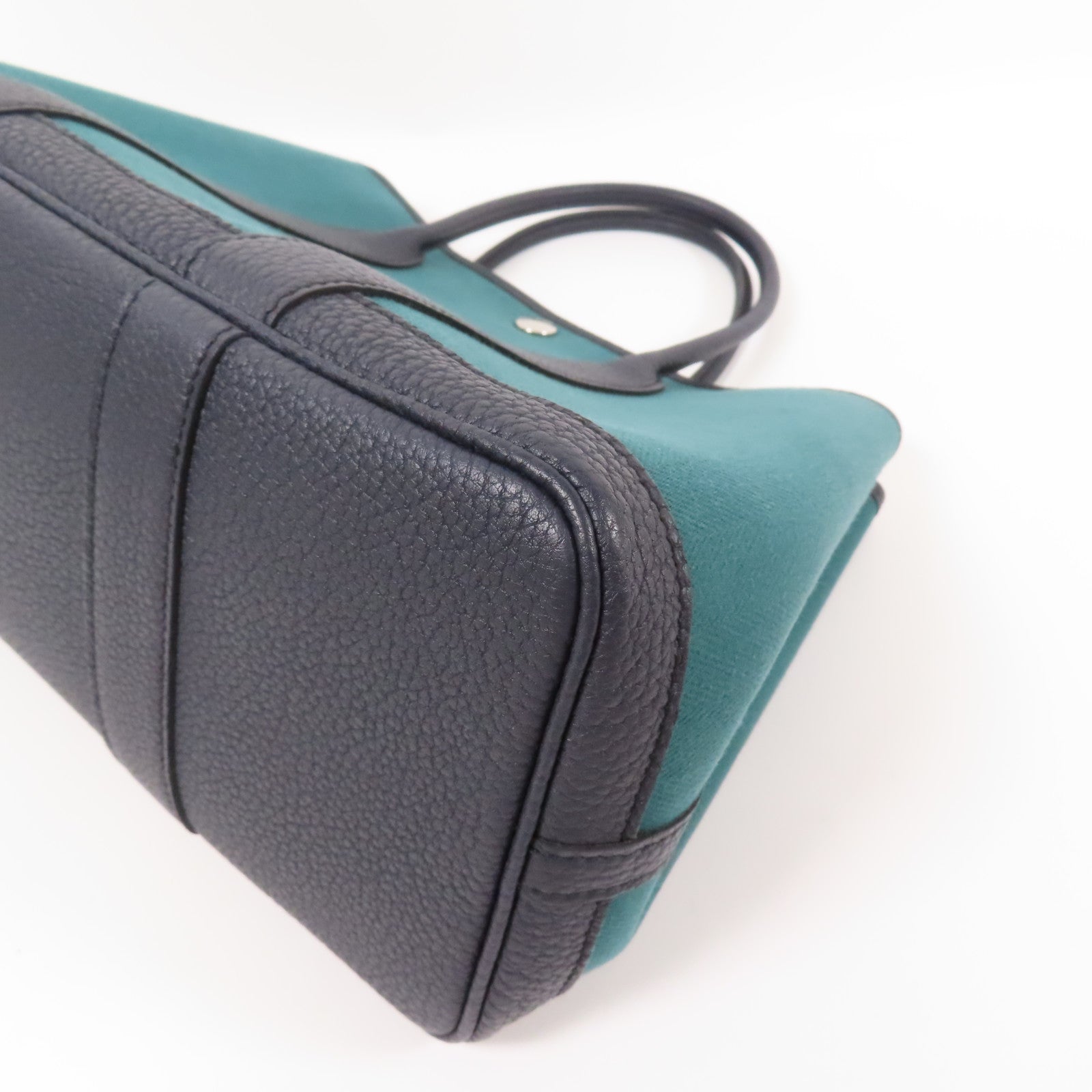 HERMES 帆布Garden Party TPM銀扣手挽袋Vert Vertigo