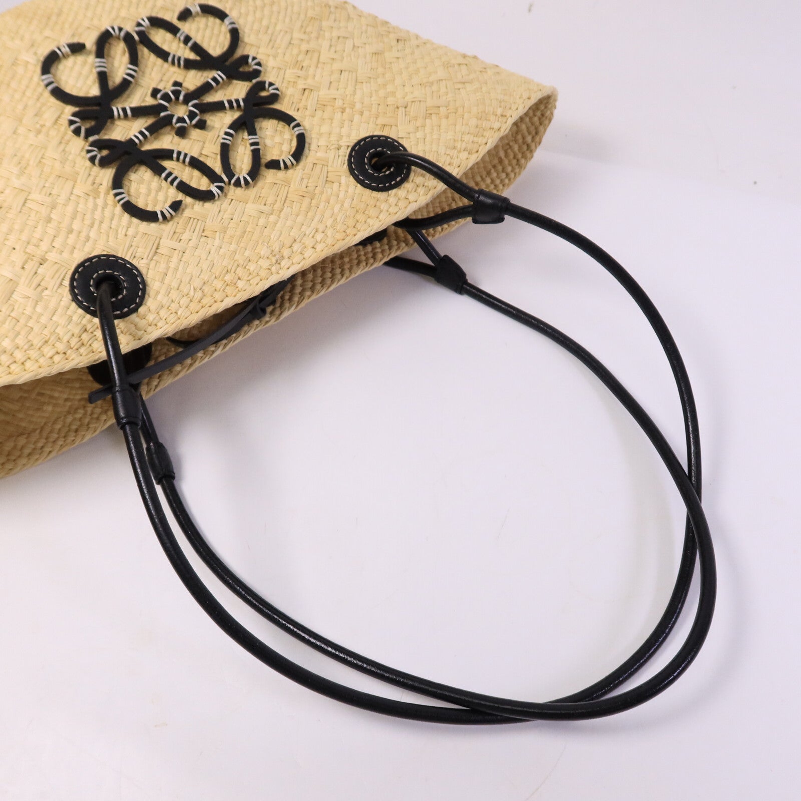 LOEWE Iraca Palm/皮革Small Anagram Basket Bag手挽袋