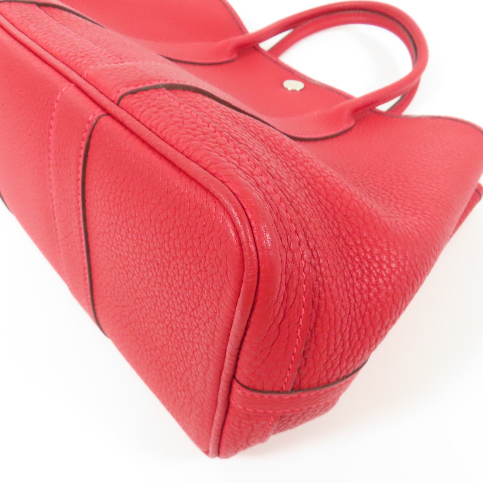 HERMES 【激減優惠】Negonda皮革Garden Party TPM銀扣手挽袋Rouge Casaque