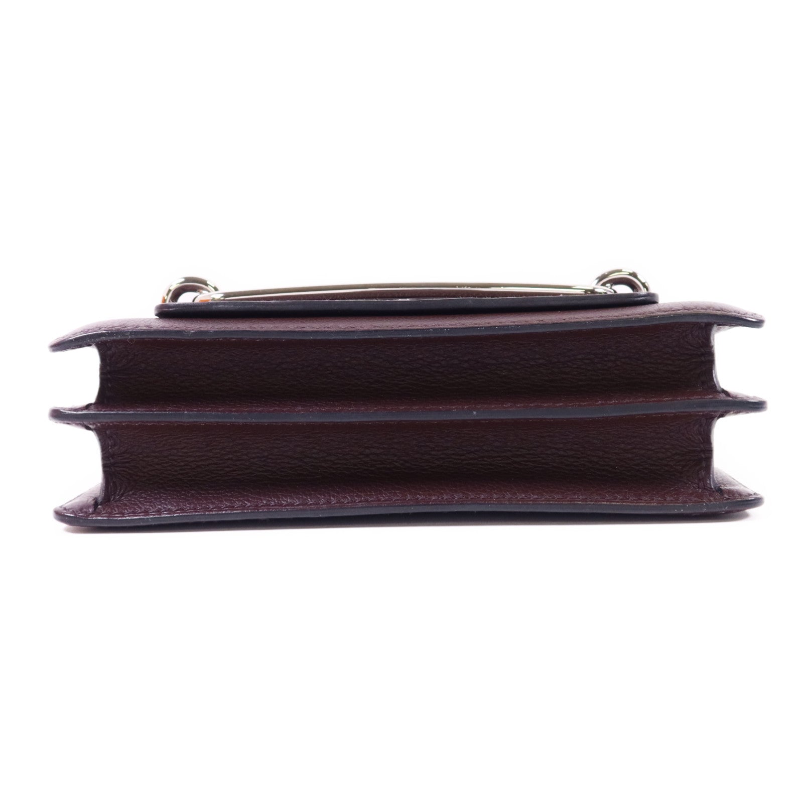 HERMES Evercolor皮革Roulis Mini銀扣肩背袋Rouge Sellier