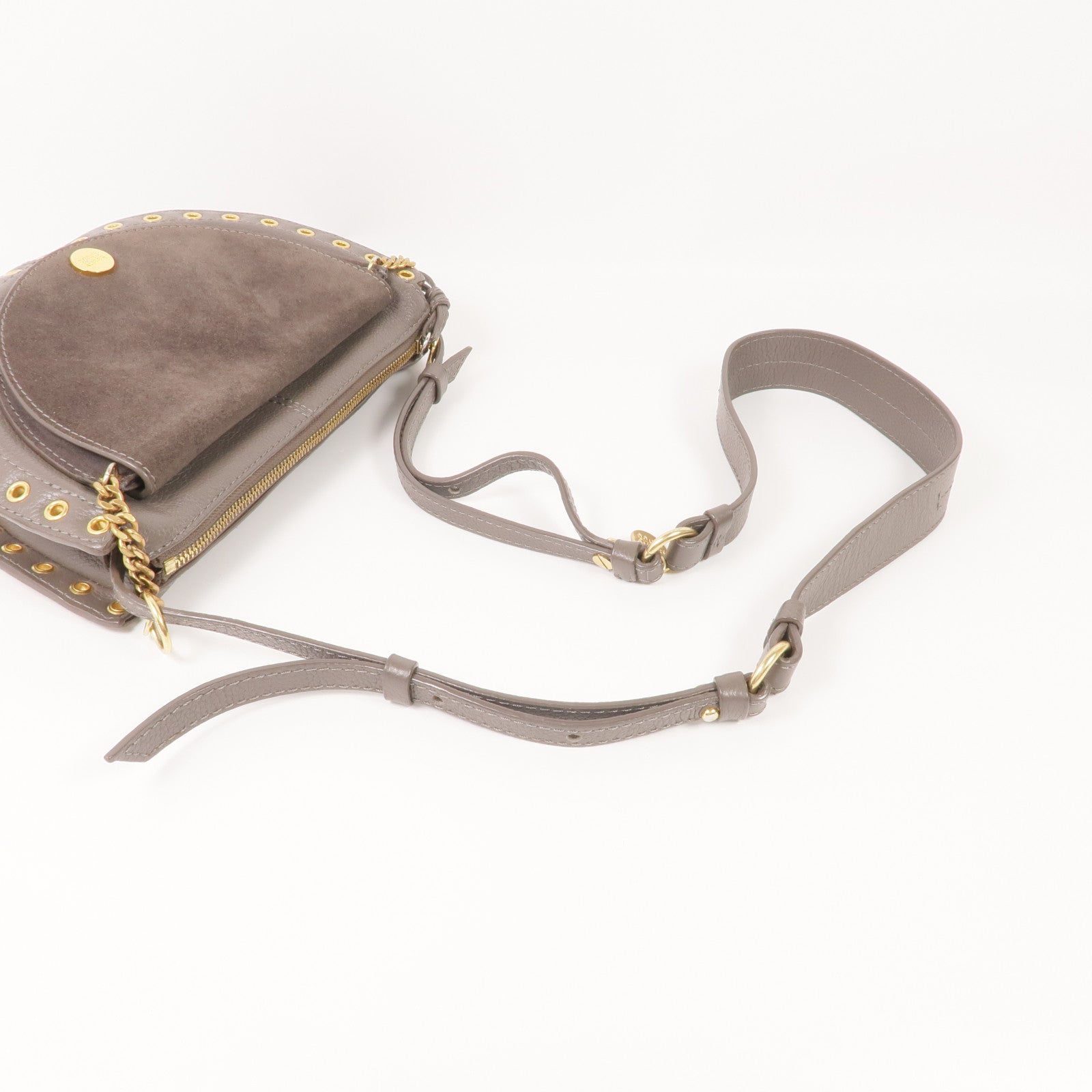 SEE BY CHLOE 麂皮皮革/牛皮皮革Shoulder Bag金扣肩背袋