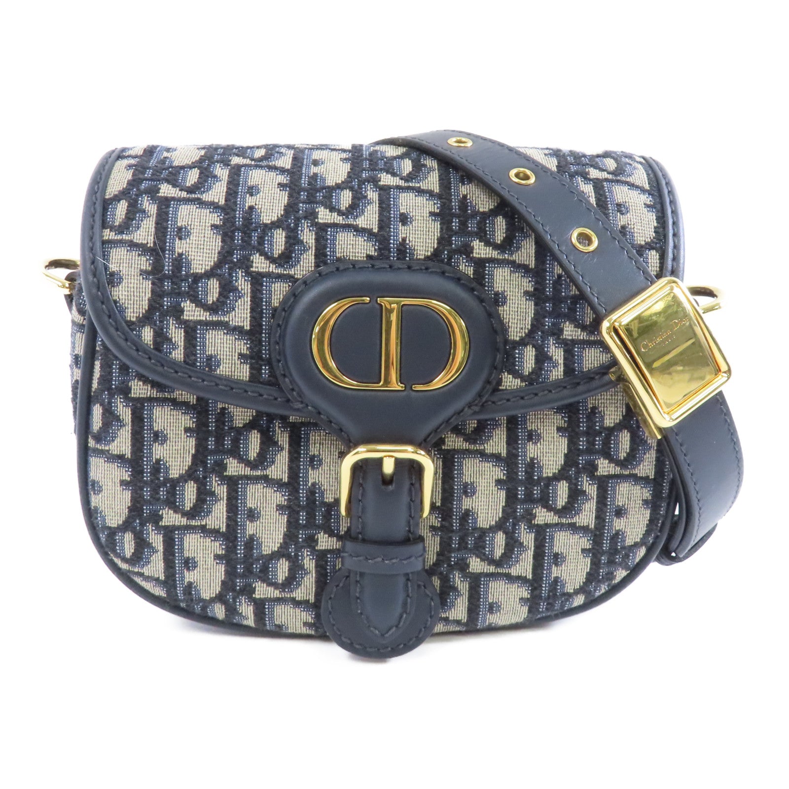 Dior 帆布Bobby金扣肩背袋藍色