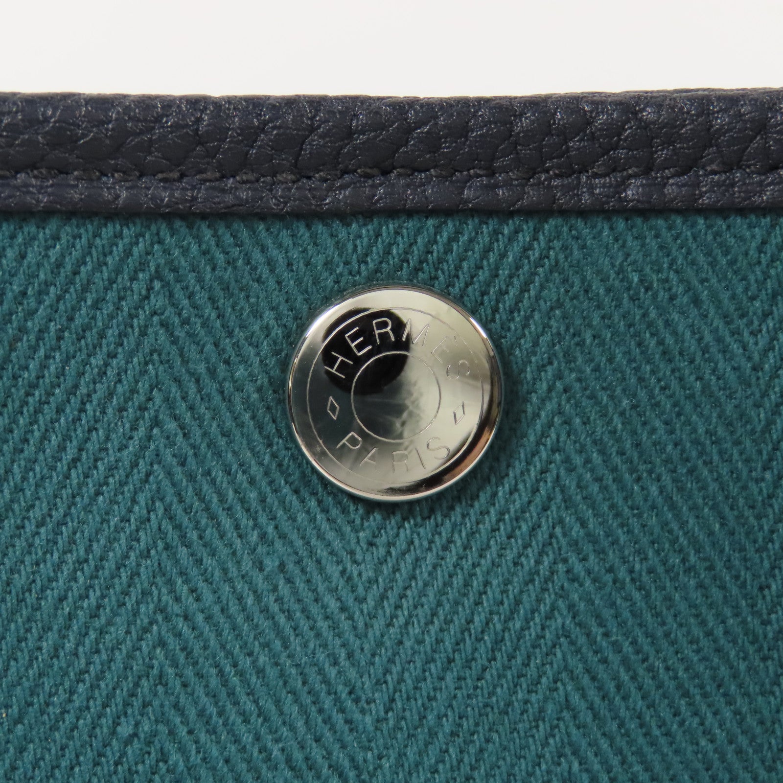 HERMES 帆布Garden Party TPM銀扣手挽袋Vert Vertigo