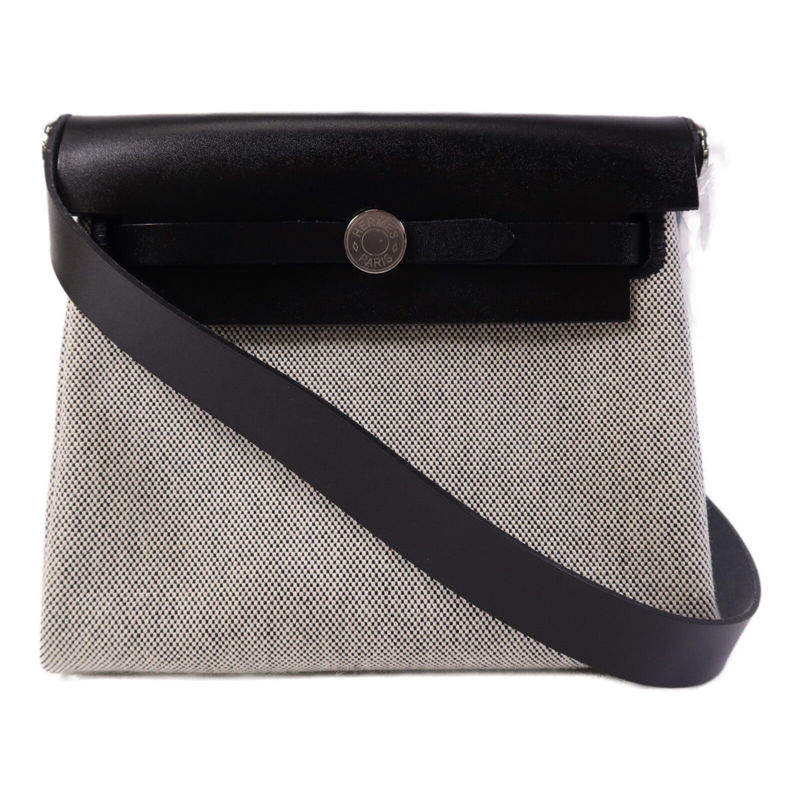 HERMES 帆布Mini Herbag銀扣肩背袋