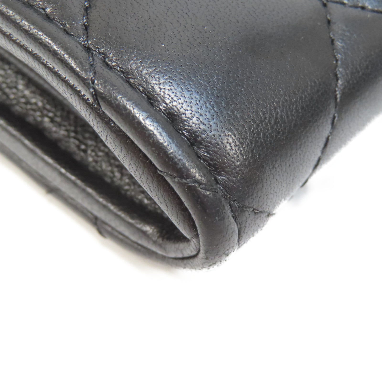 CHANEL 菱格羊皮皮革Classic Flap Long Wallet金扣長錢包黑色