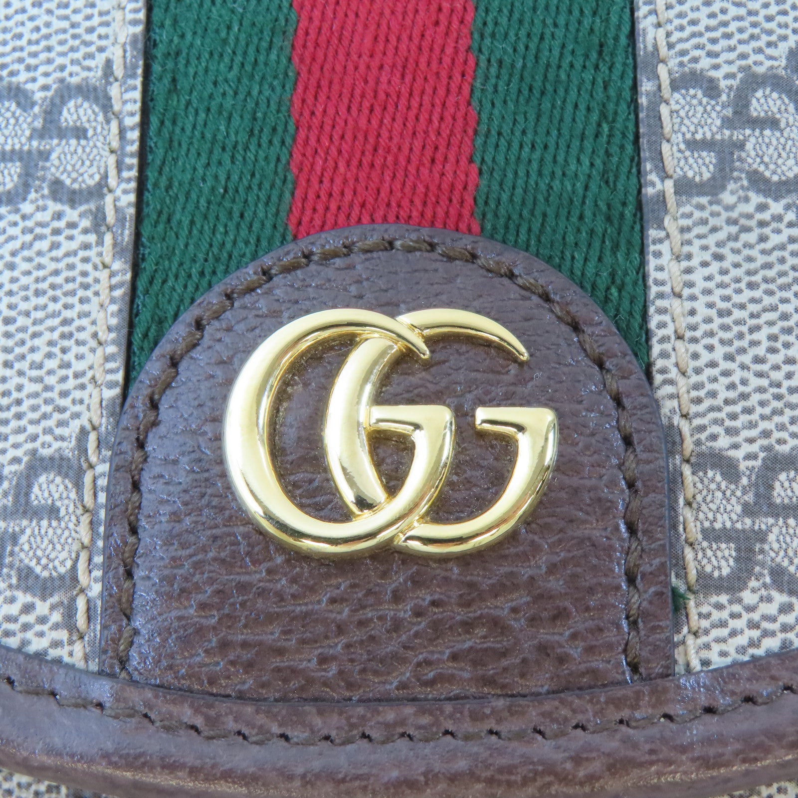 GUCCI 塗層帆布Ophidia金扣肩背袋棕色