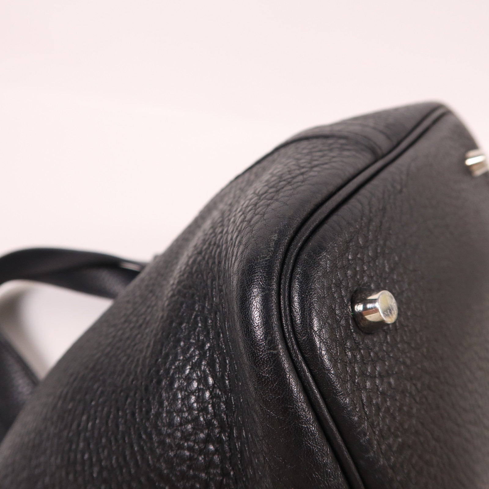 HERMES Clemence皮革Picotin MM銀扣手挽袋Noir