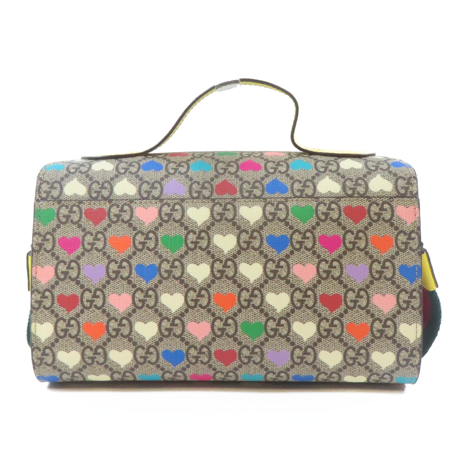 GUCCI 【激減優惠】塗層帆布GG Supreme 2 Way Bag銀扣手挽肩背兩用袋啡色/黃色