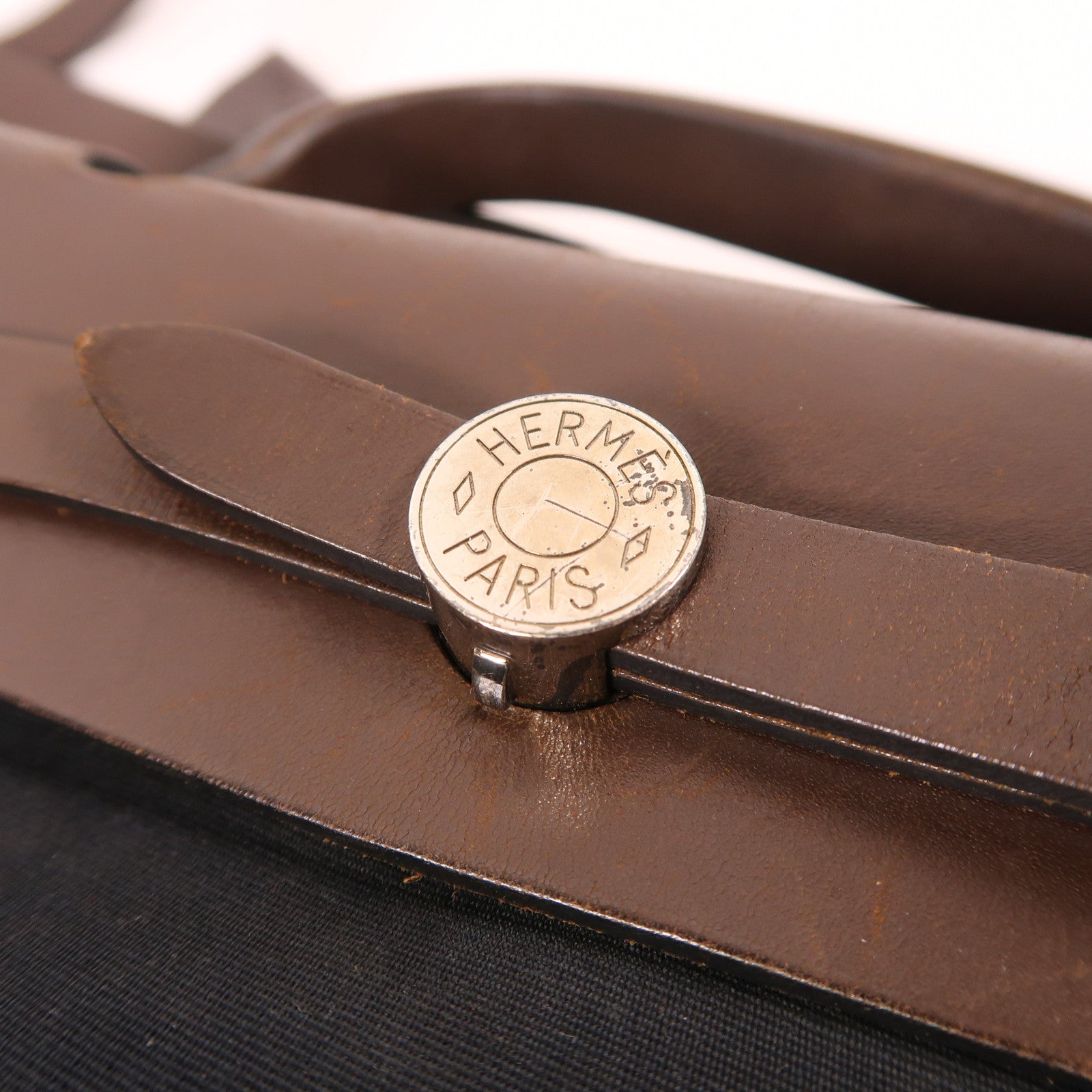 HERMES 帆布Herbag PM銀扣手挽肩背兩用袋