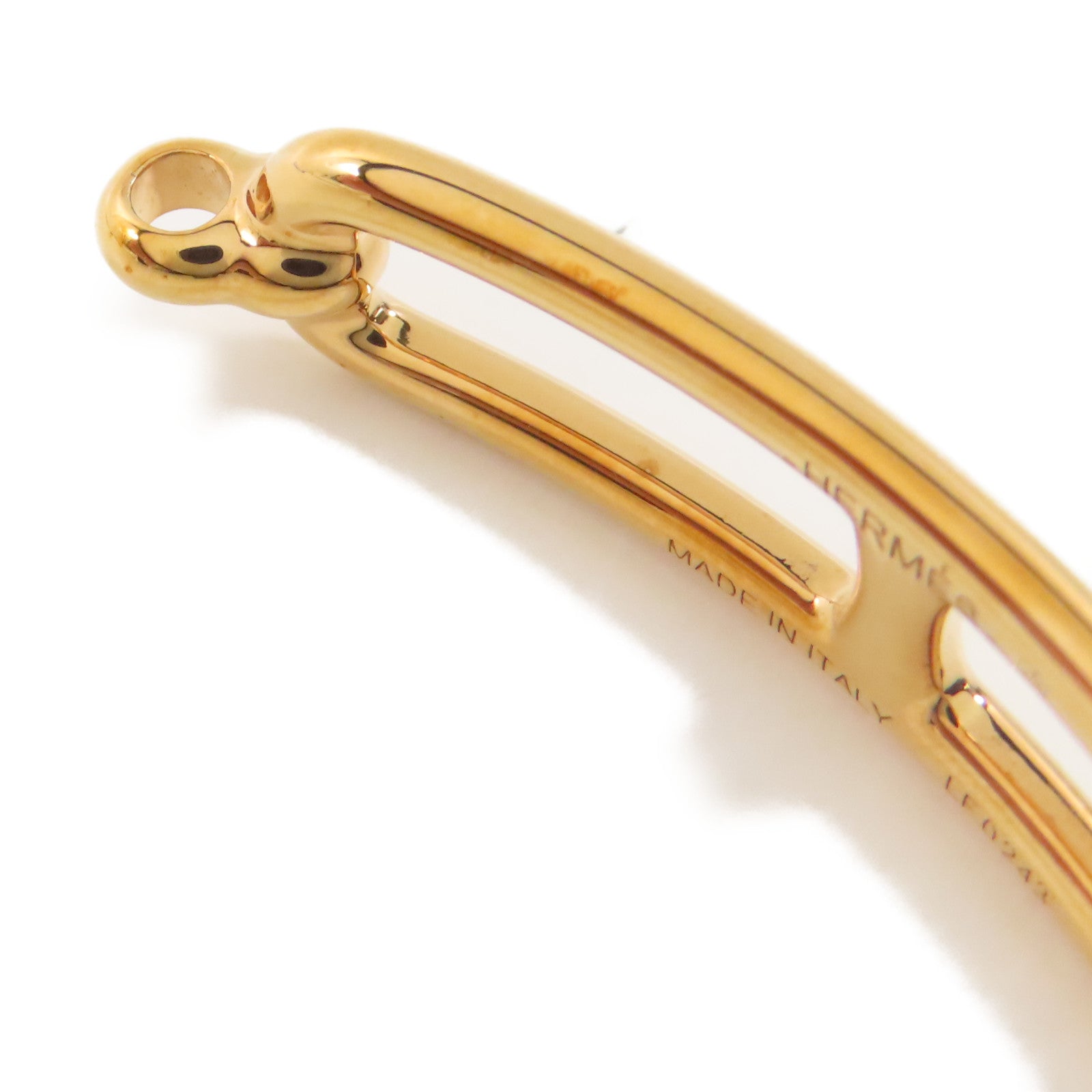HERMES Swift皮革/金屬Roulis Double Tour Bracelet手鐲