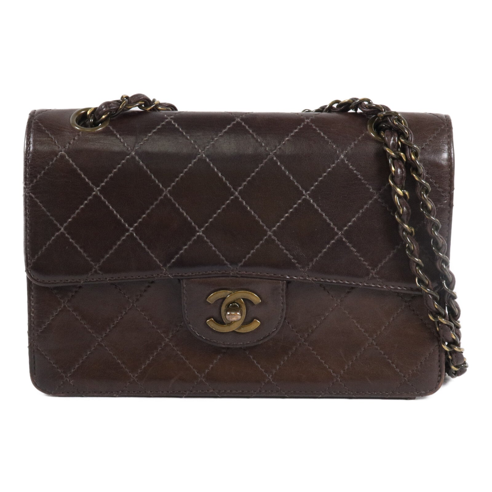 CHANEL 羊皮皮革Vintage Chain Shoulder鏈帶肩背袋