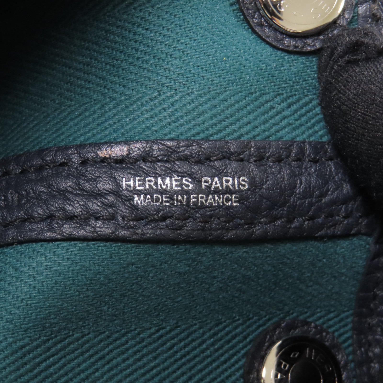 HERMES 帆布Garden Party TPM銀扣手挽袋Vert Vertigo