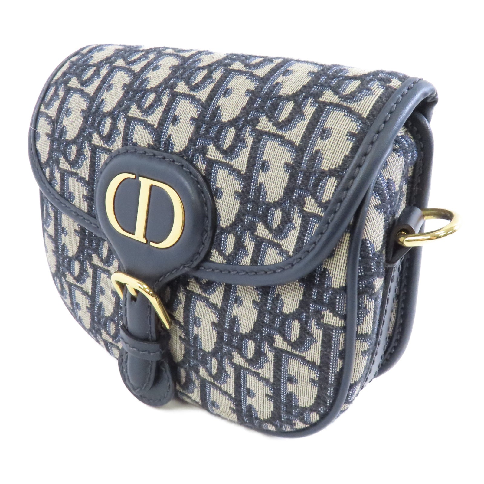 Dior 帆布Bobby金扣肩背袋藍色