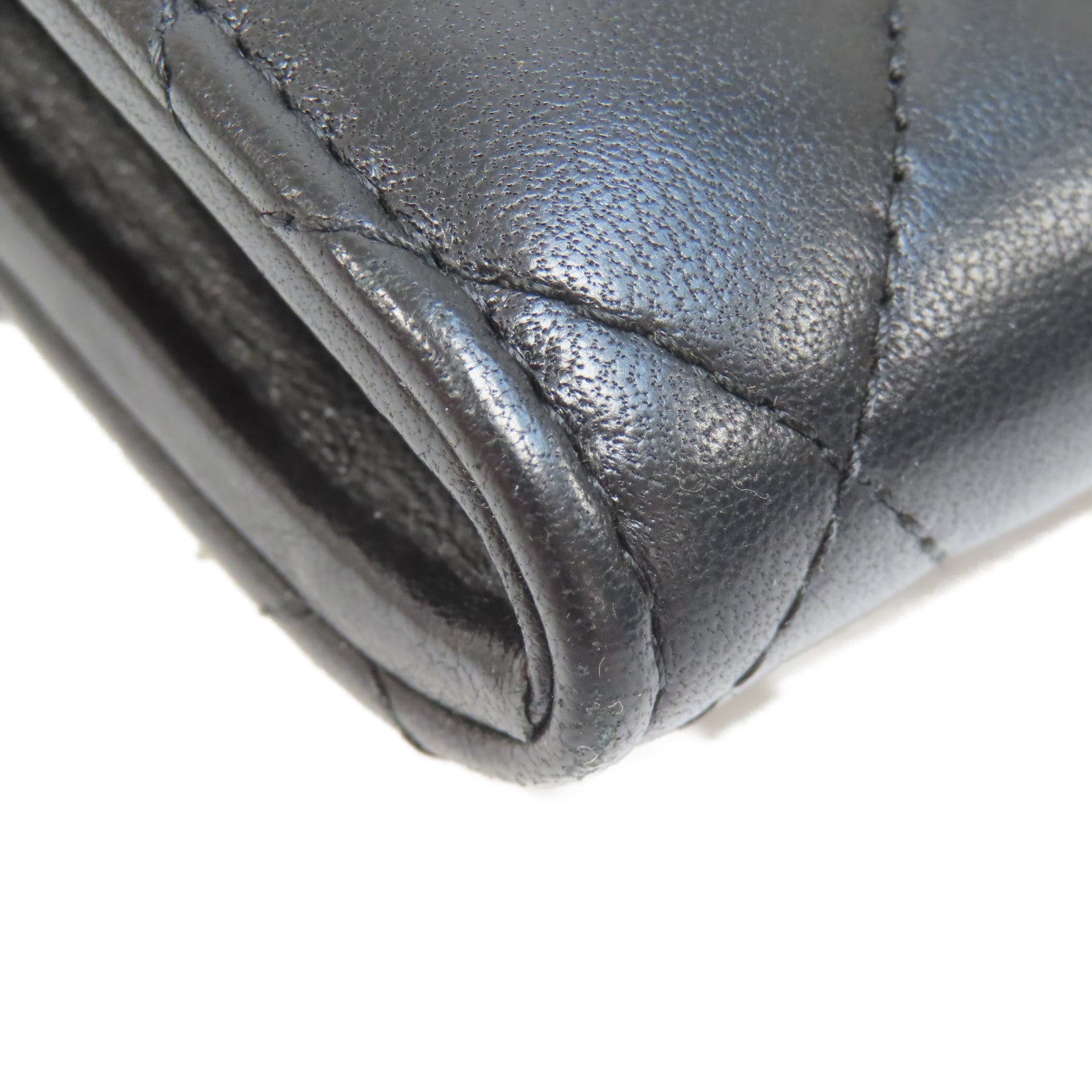 CHANEL 菱格羊皮皮革Classic Flap Long Wallet金扣長錢包黑色