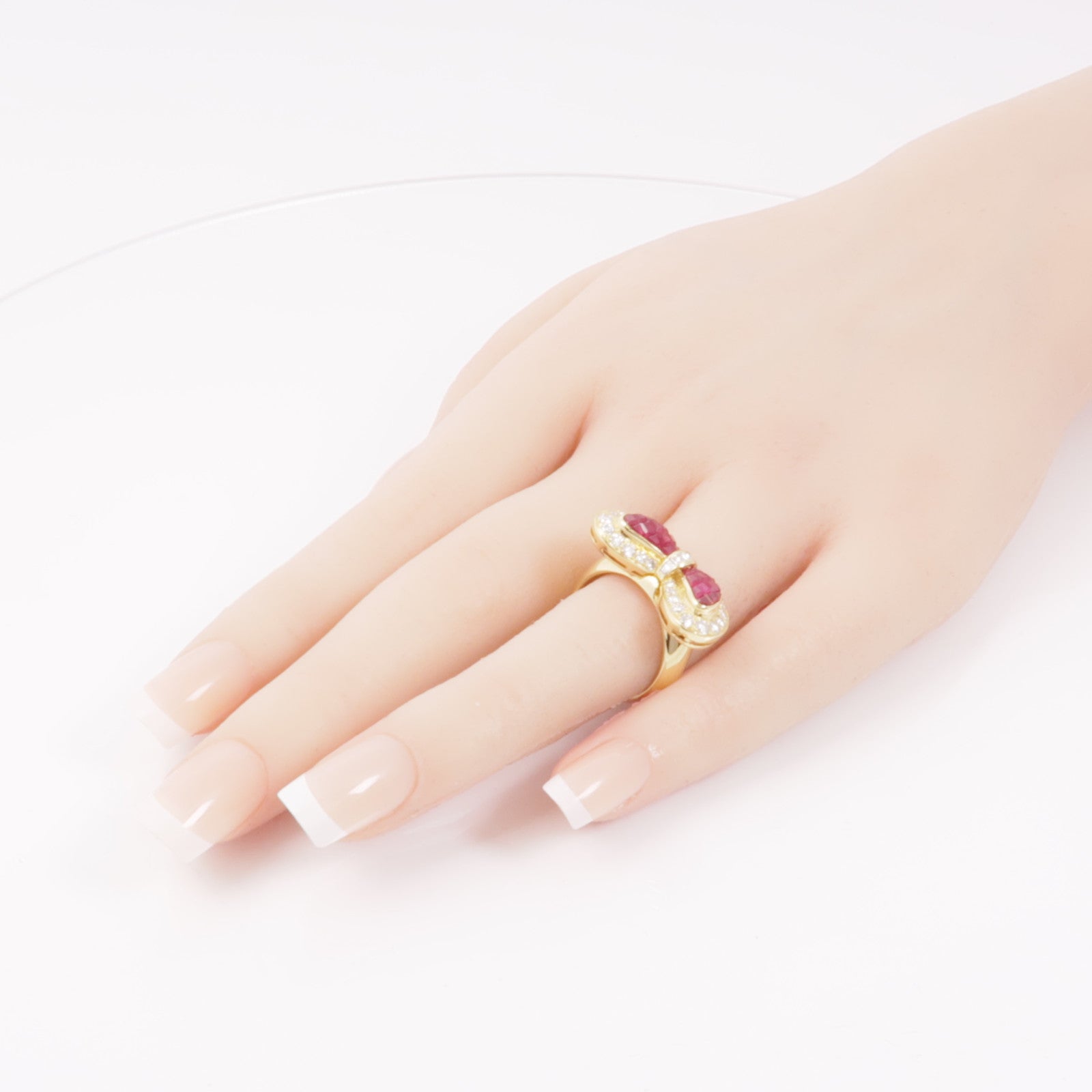 JEWELRY 18K黄金Ruby Diamond Ring紅寶石/鑽石戒指US#6.25
