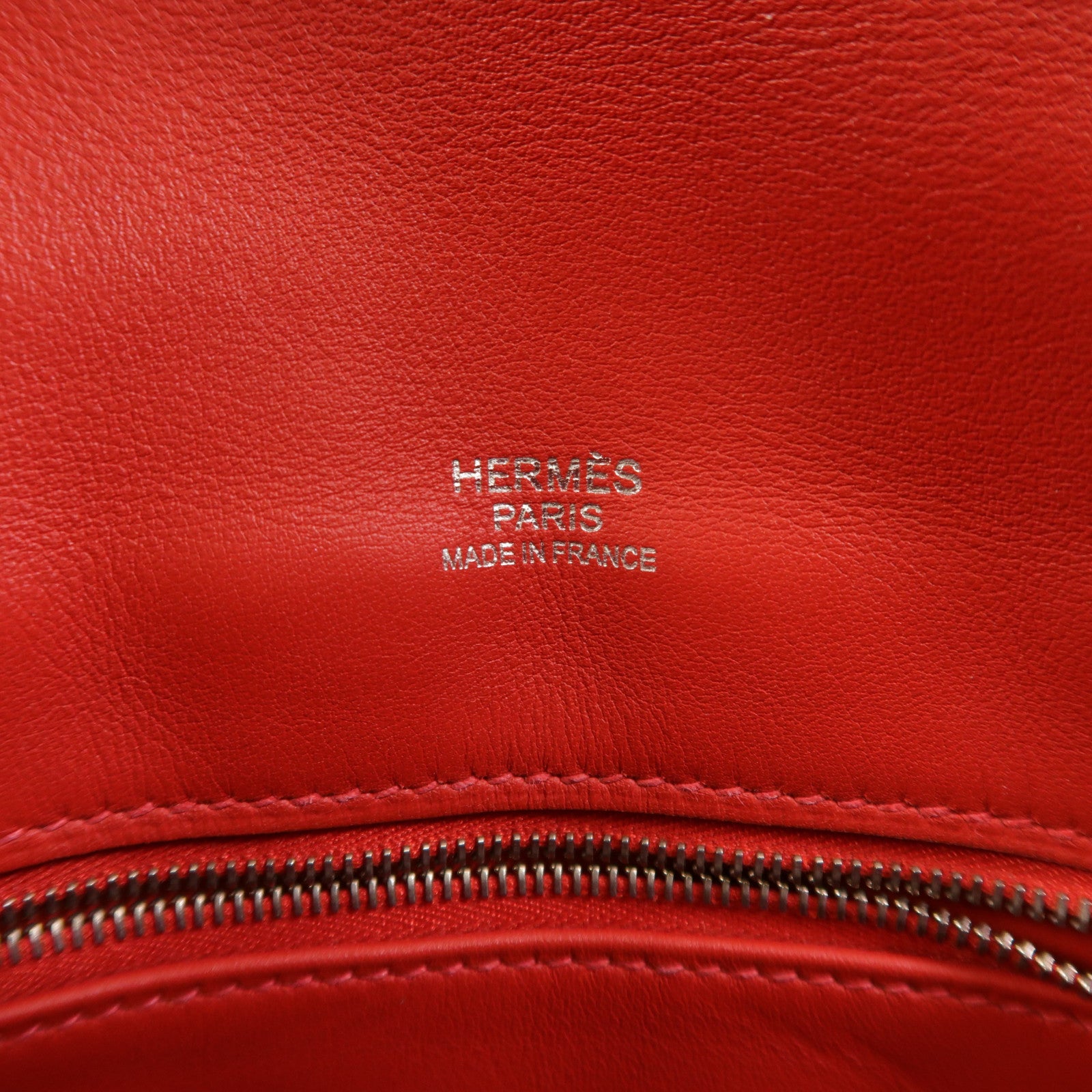 HERMES Swift皮革Berline Mini銀扣肩背袋Vermillon