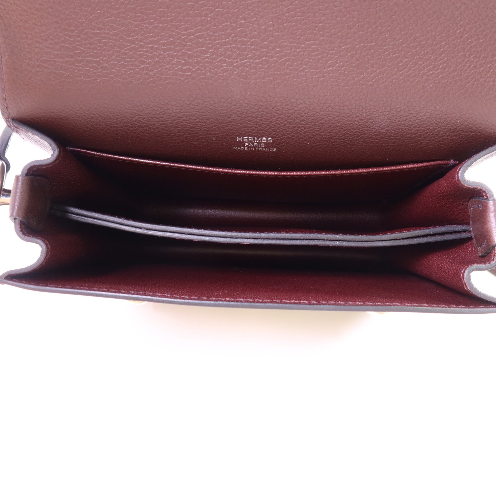 HERMES Evercolor皮革Roulis Mini銀扣肩背袋Rouge Sellier