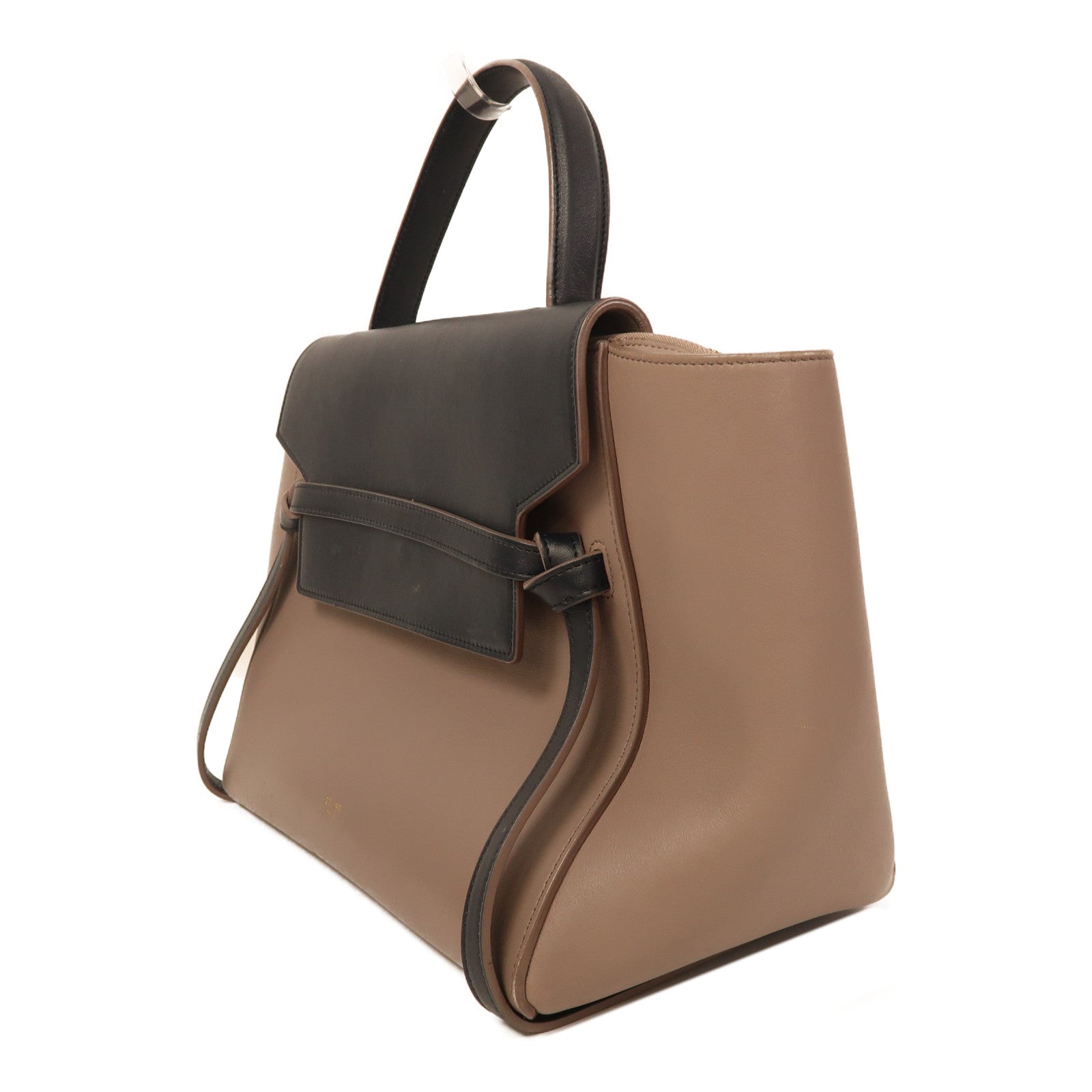 CELINE 【激減優惠】牛皮皮革Belt Bag Mini金扣手挽肩背兩用袋黑色/啡色