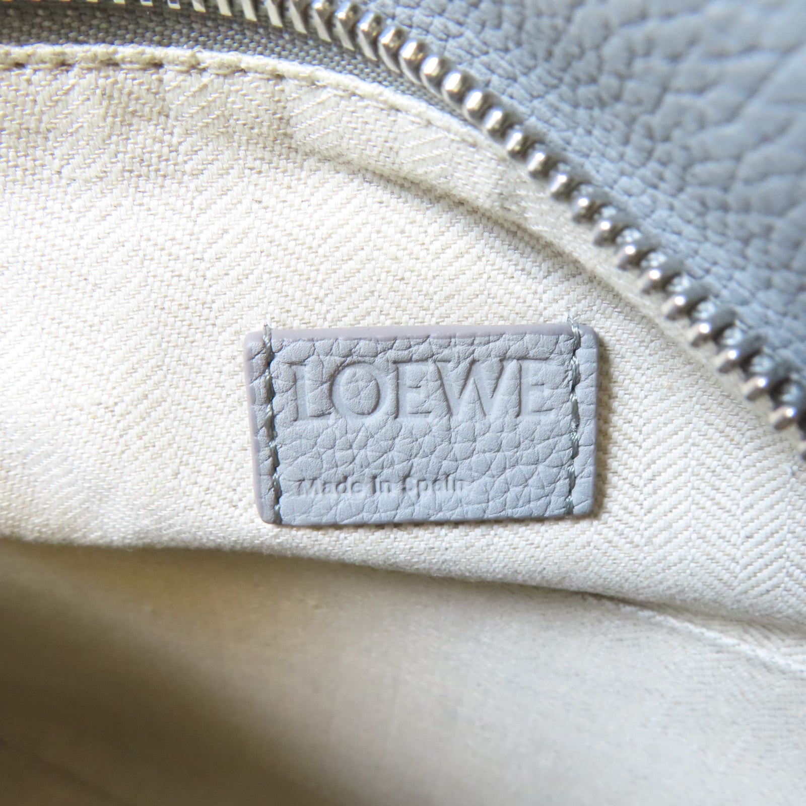LOEWE 牛皮皮革Small Puzzle Edge 2 Way Shoulder銀扣手挽肩背兩用袋灰色
