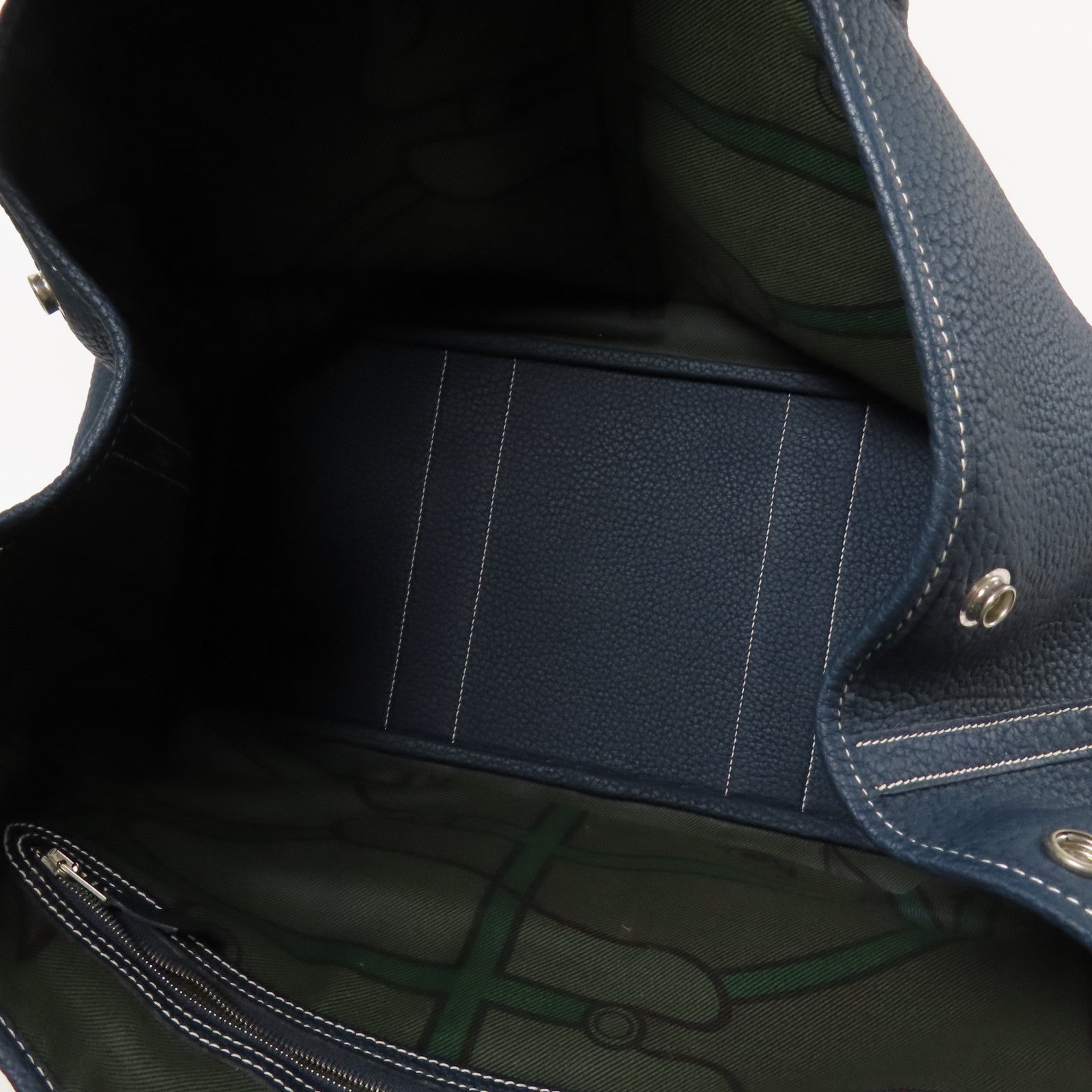 HERMES Nagonda皮革Garden Party PM銀扣手挽袋Vert Cypres