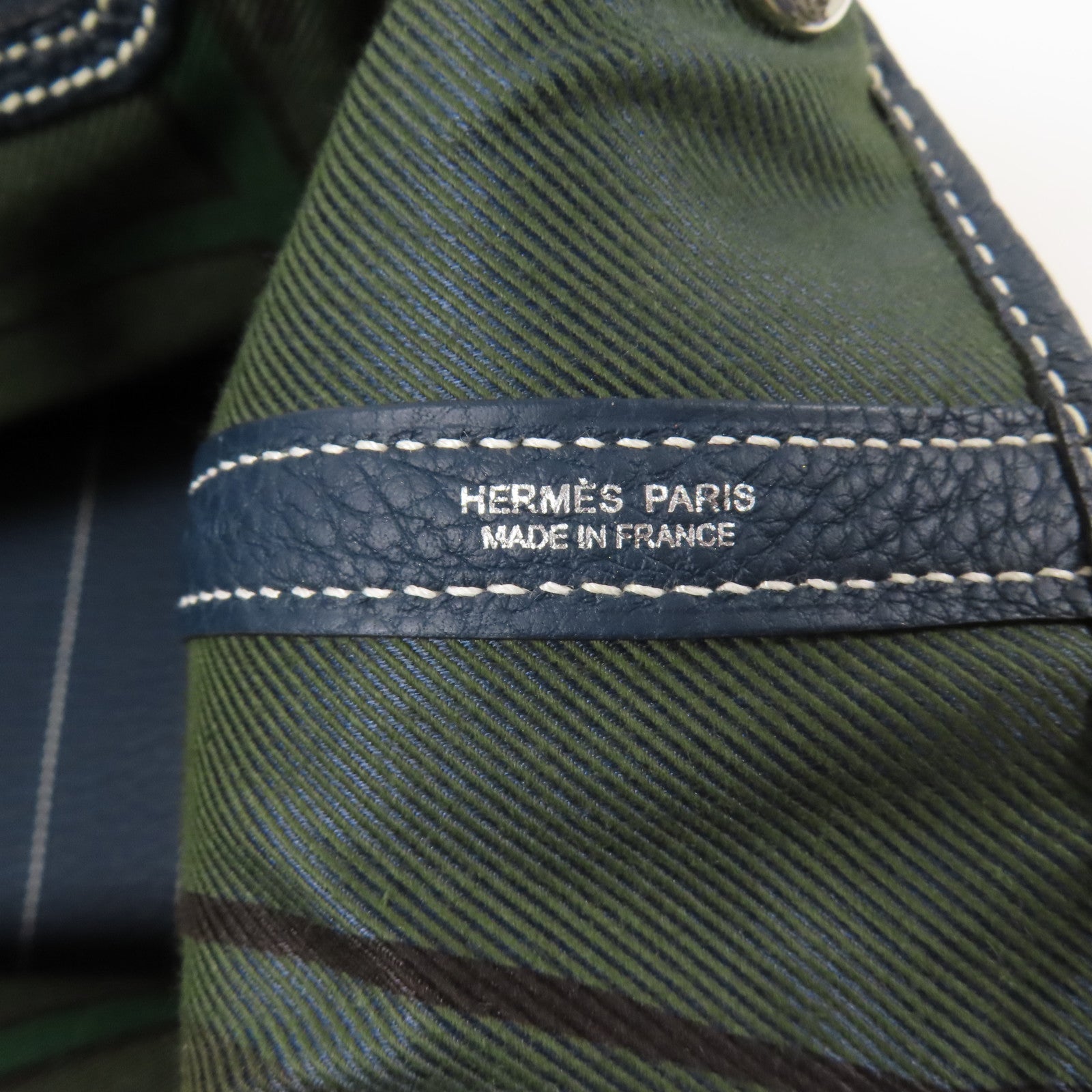 HERMES Nagonda皮革Garden Party PM銀扣手挽袋Vert Cypres