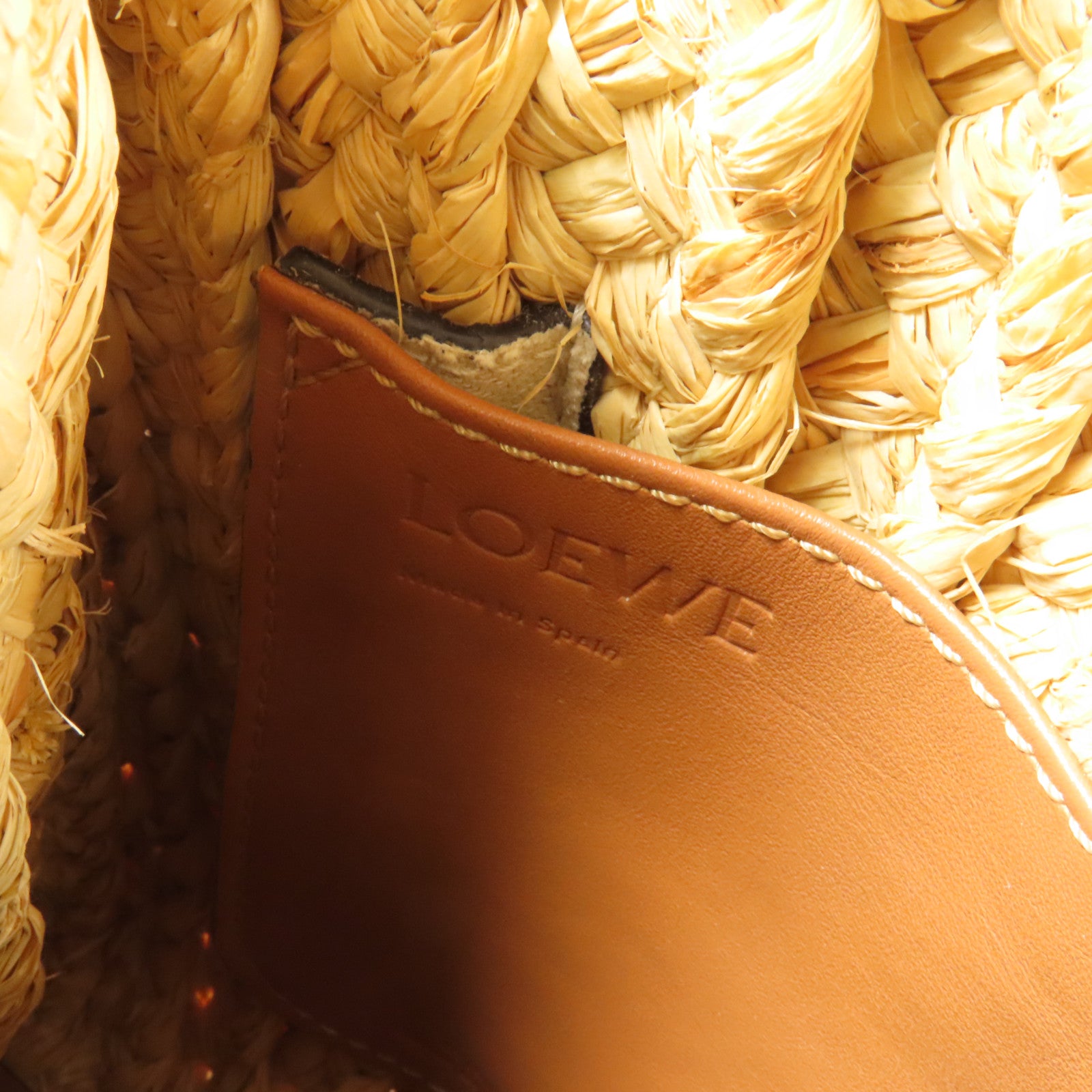 LOEWE Raffia/牛皮皮革Gate Tote Bag金扣手挽肩背兩用袋