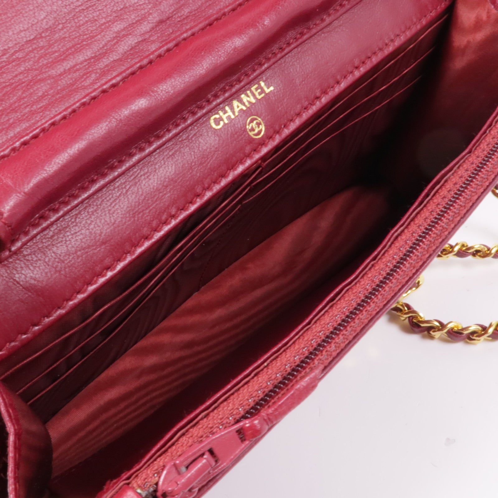 CHANEL 牛皮皮革Wallet On Chain金扣鏈帶肩背袋