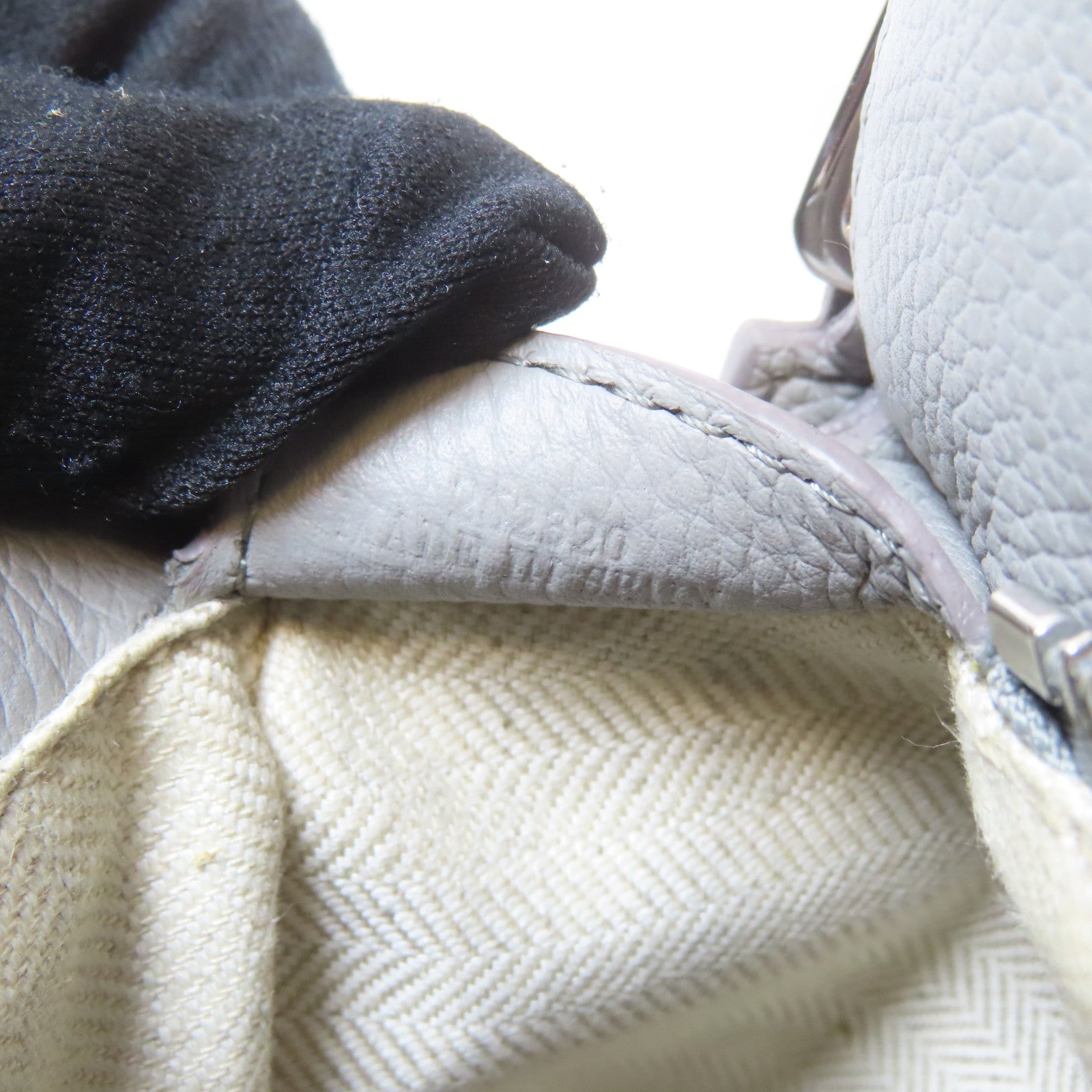 LOEWE 牛皮皮革Small Puzzle Edge 2 Way Shoulder銀扣手挽肩背兩用袋灰色