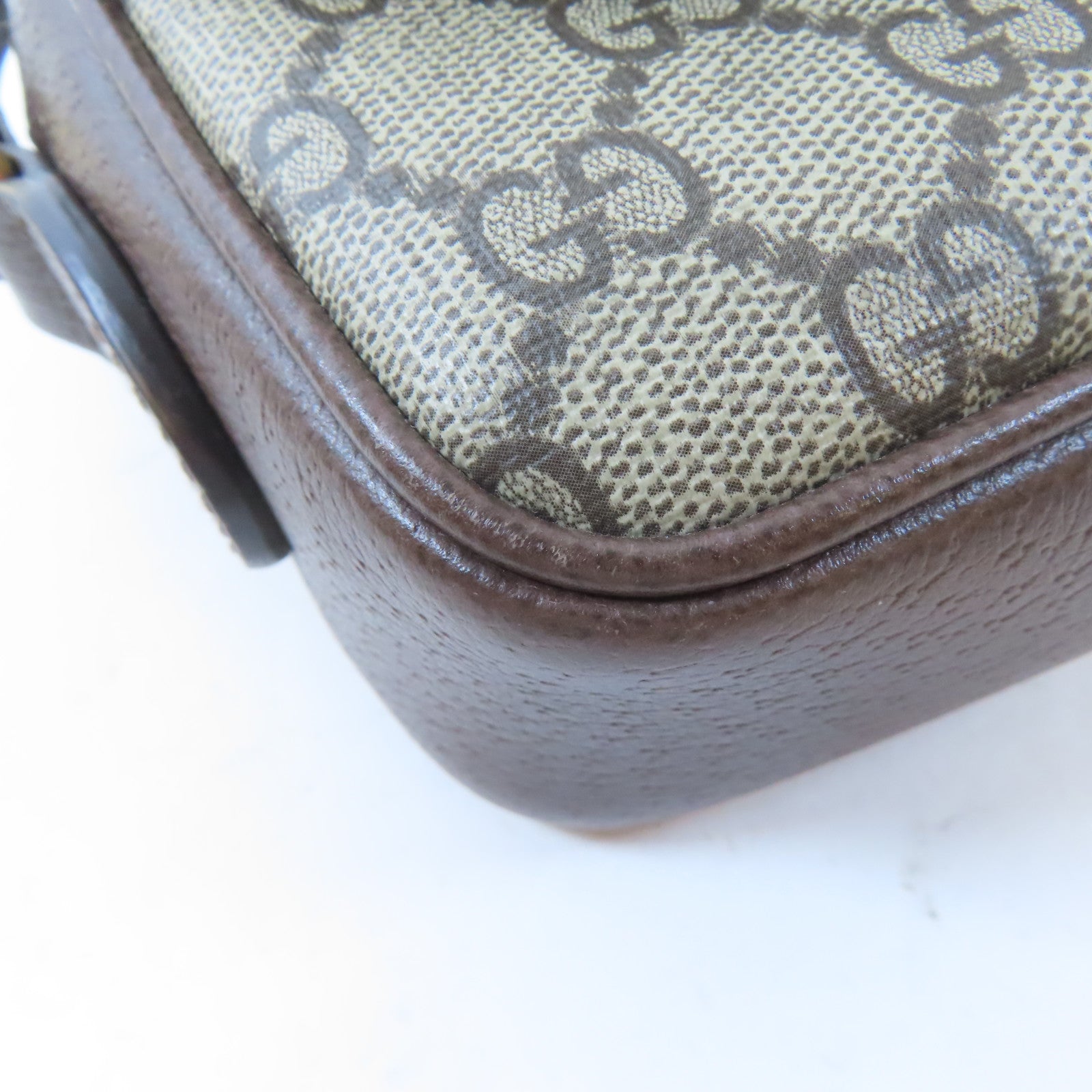 GUCCI 塗層帆布Ophidia金扣肩背袋棕色